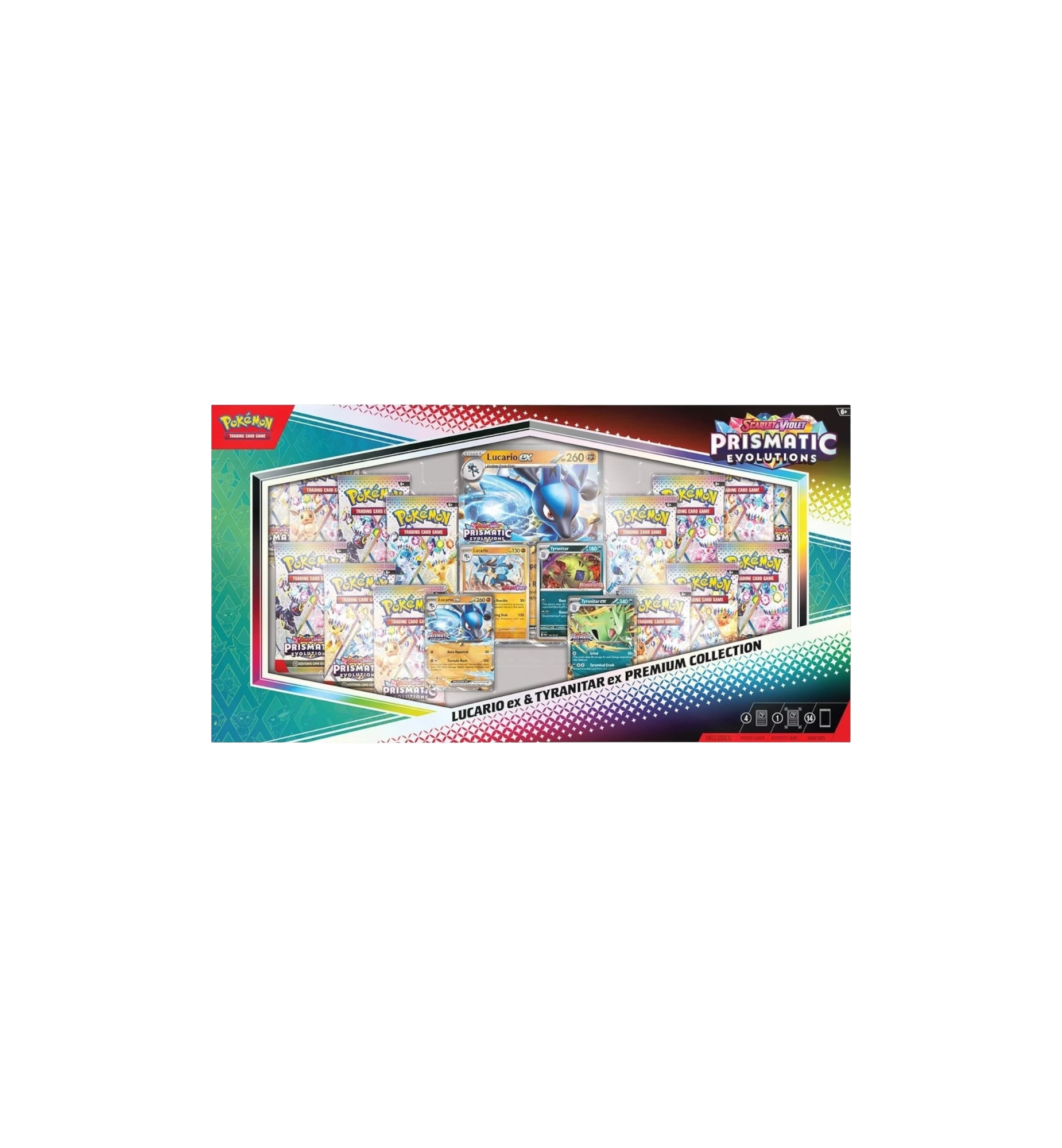 2025 Pokémon Scarlet & Violet "Prismatic Evolutions Lucario ex & Tyranitar ex Premium Collection (Sam's Club Exclusive)"