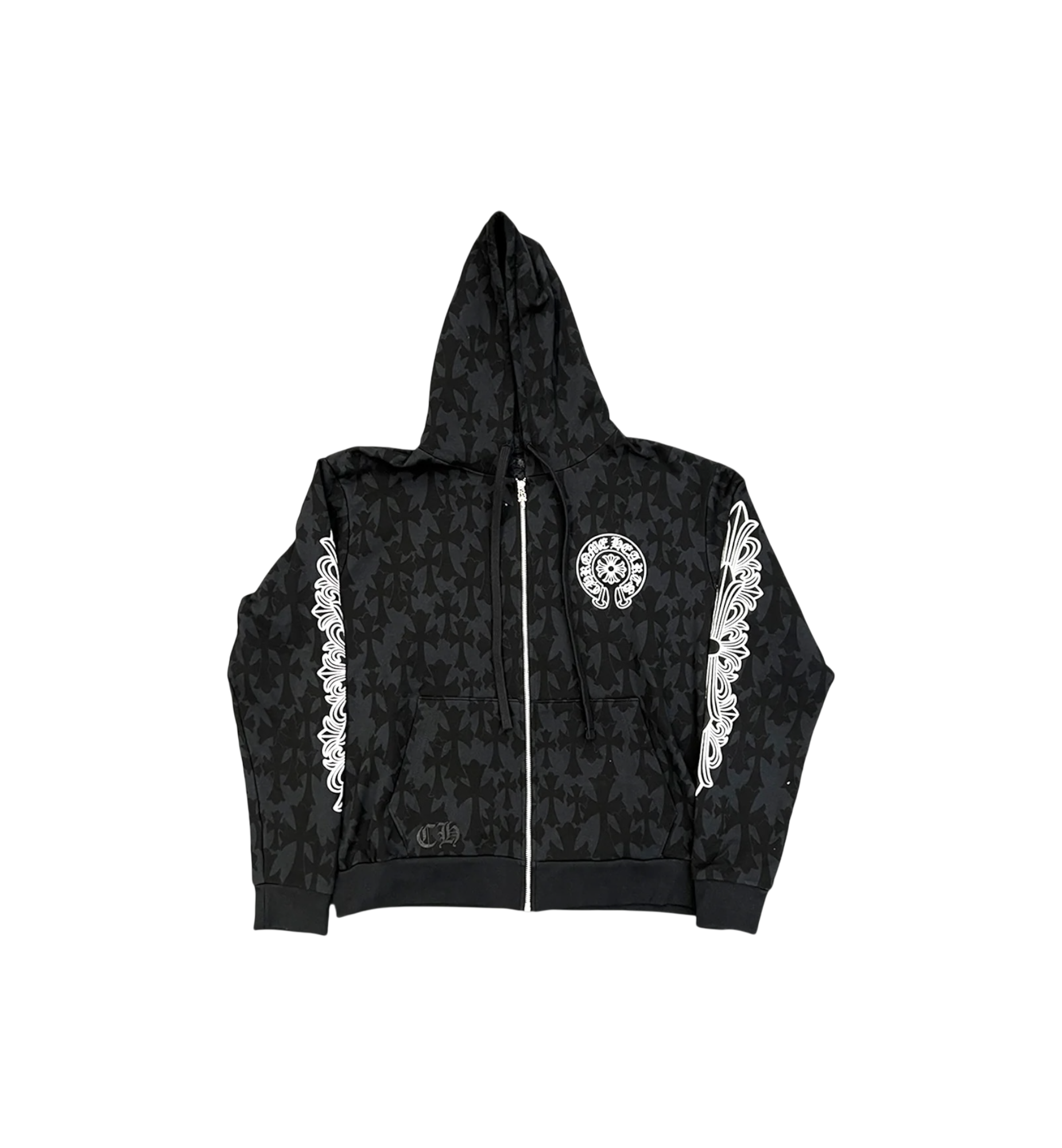 Chrome Hearts All Over Cemetery Monogram Zip-Up Hoodie "Black"