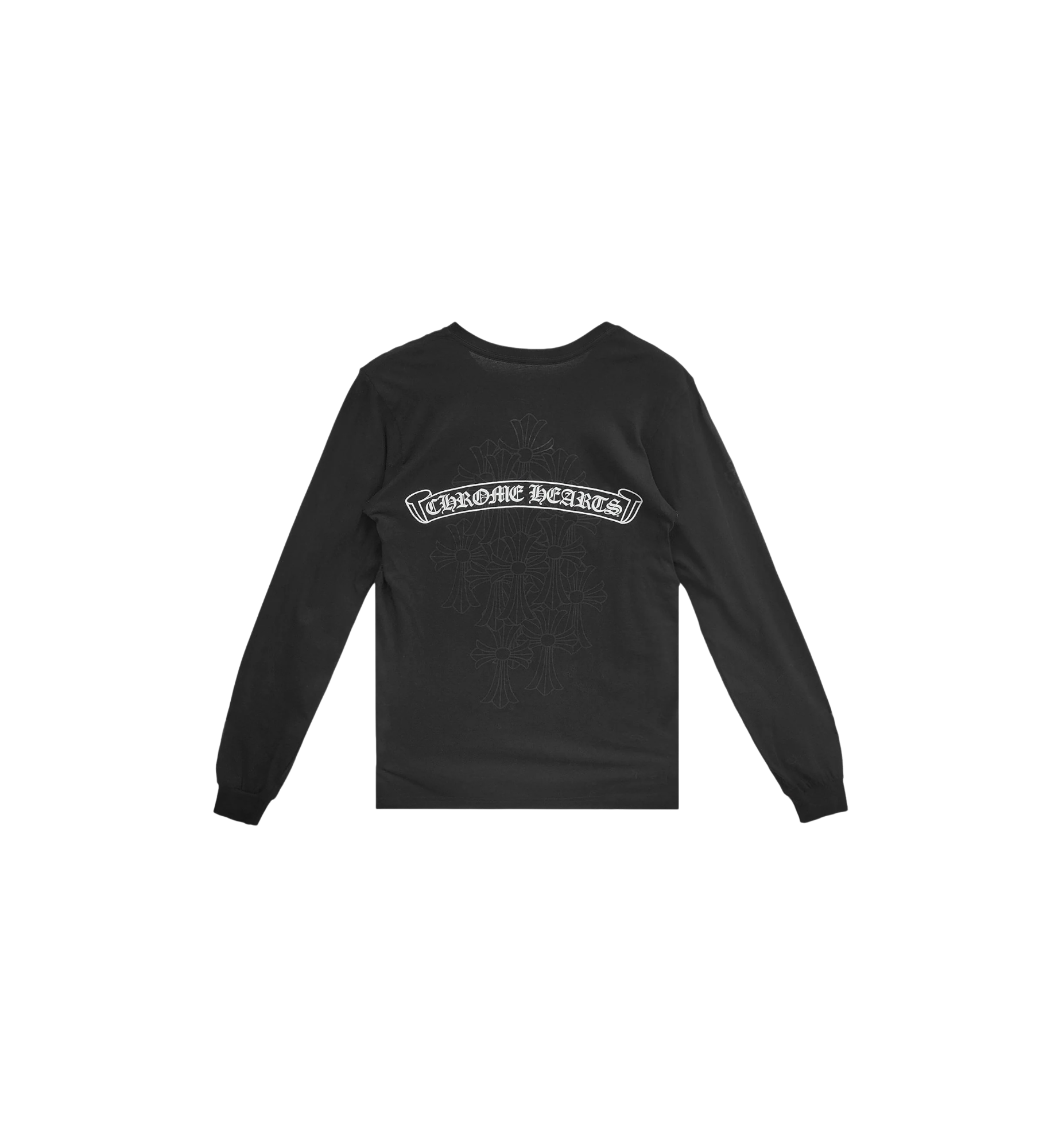 Chrome Hearts Tonal Scroll Label Cemetery Cross L/S Tee "Black"