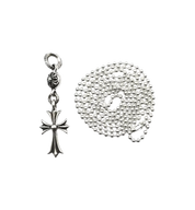 Chrome Hearts 1 Ball Tiny Cross Pendant Ball Chain Necklace "Silver"