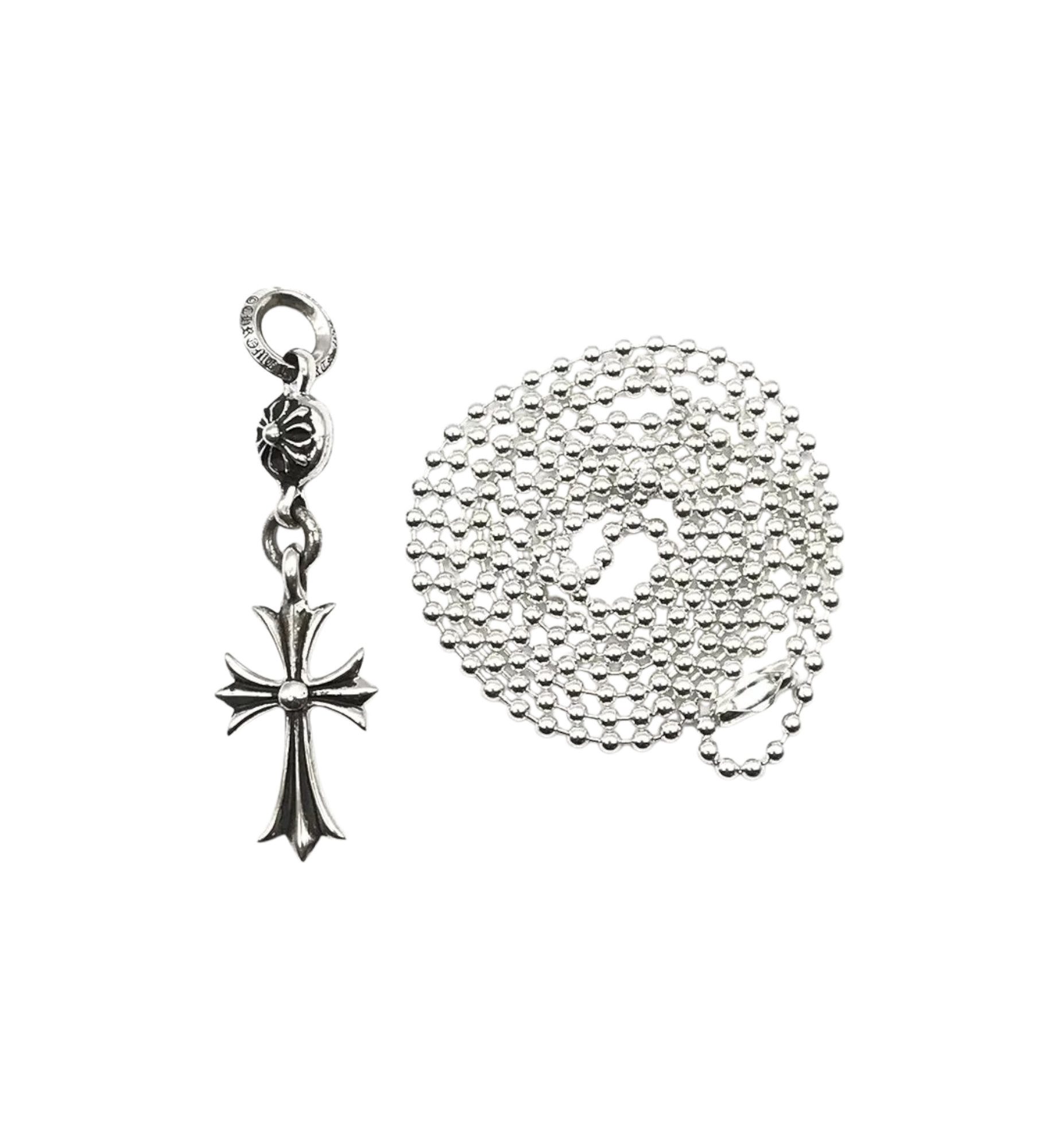 Chrome Hearts 1 Ball Tiny Cross Pendant Ball Chain Necklace "Silver"