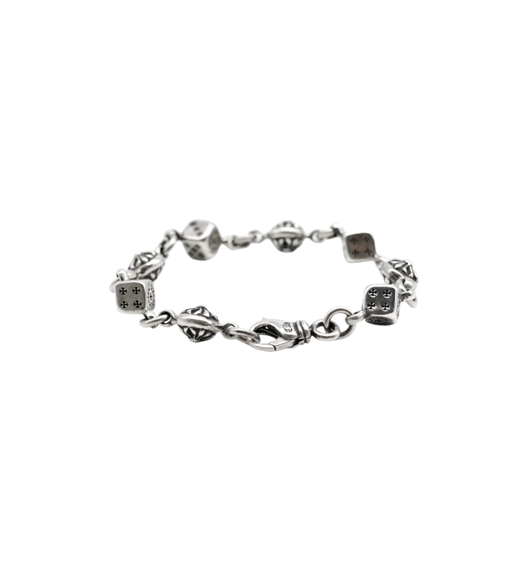 Chrome Hearts Dice Cross Ball Lobster Clasp Bracelet "Silver"