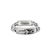 Chrome Hearts Floral & Dagger Double ID Bracelet "Silver"