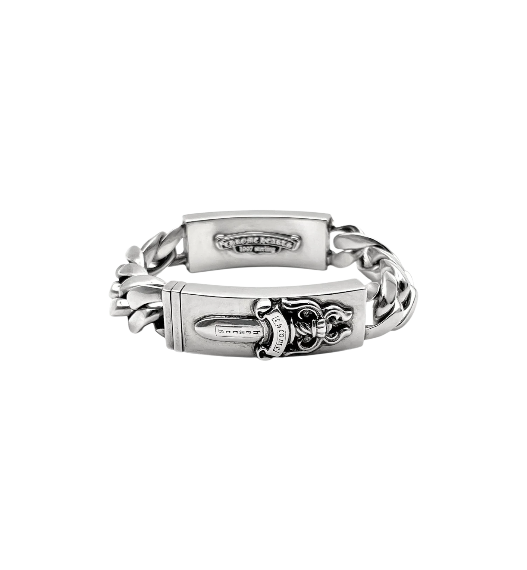 Chrome Hearts Floral & Dagger Double ID Bracelet "Silver"