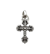 Chrome Hearts XS Filigree Cross Charm Pendant Ball Chain Necklace "Silver"
