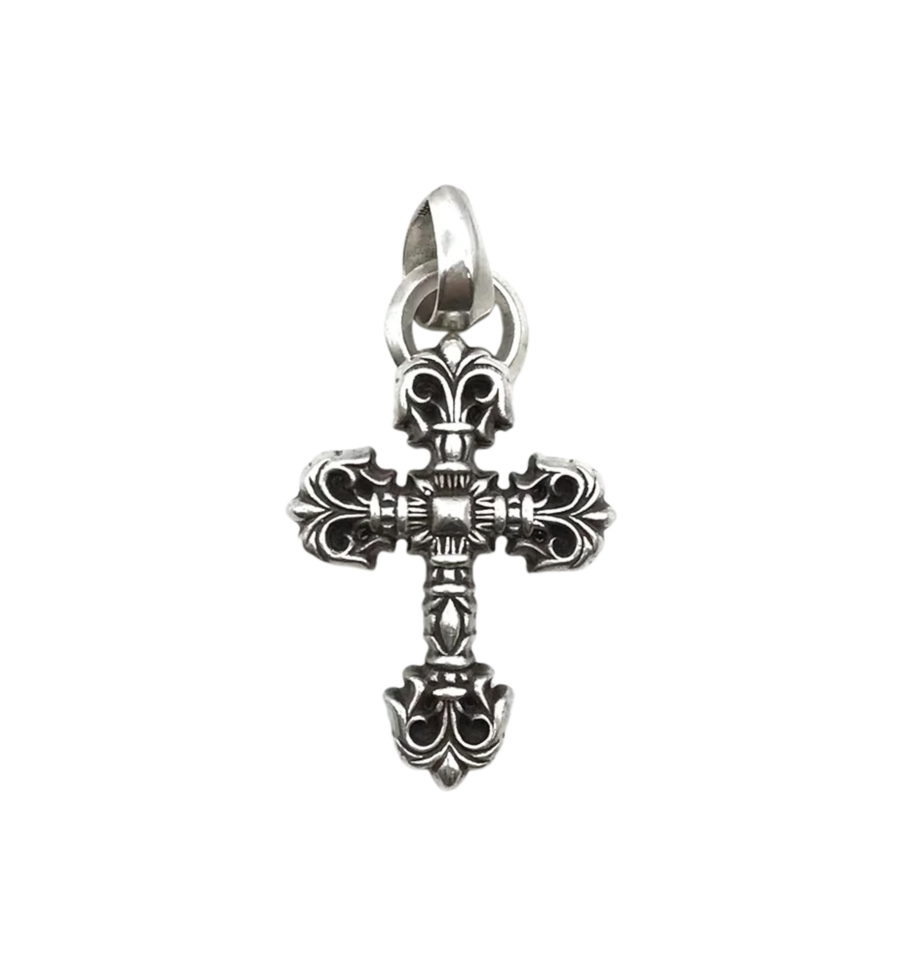 Chrome Hearts XS Filigree Cross Charm Pendant Ball Chain Necklace "Silver"