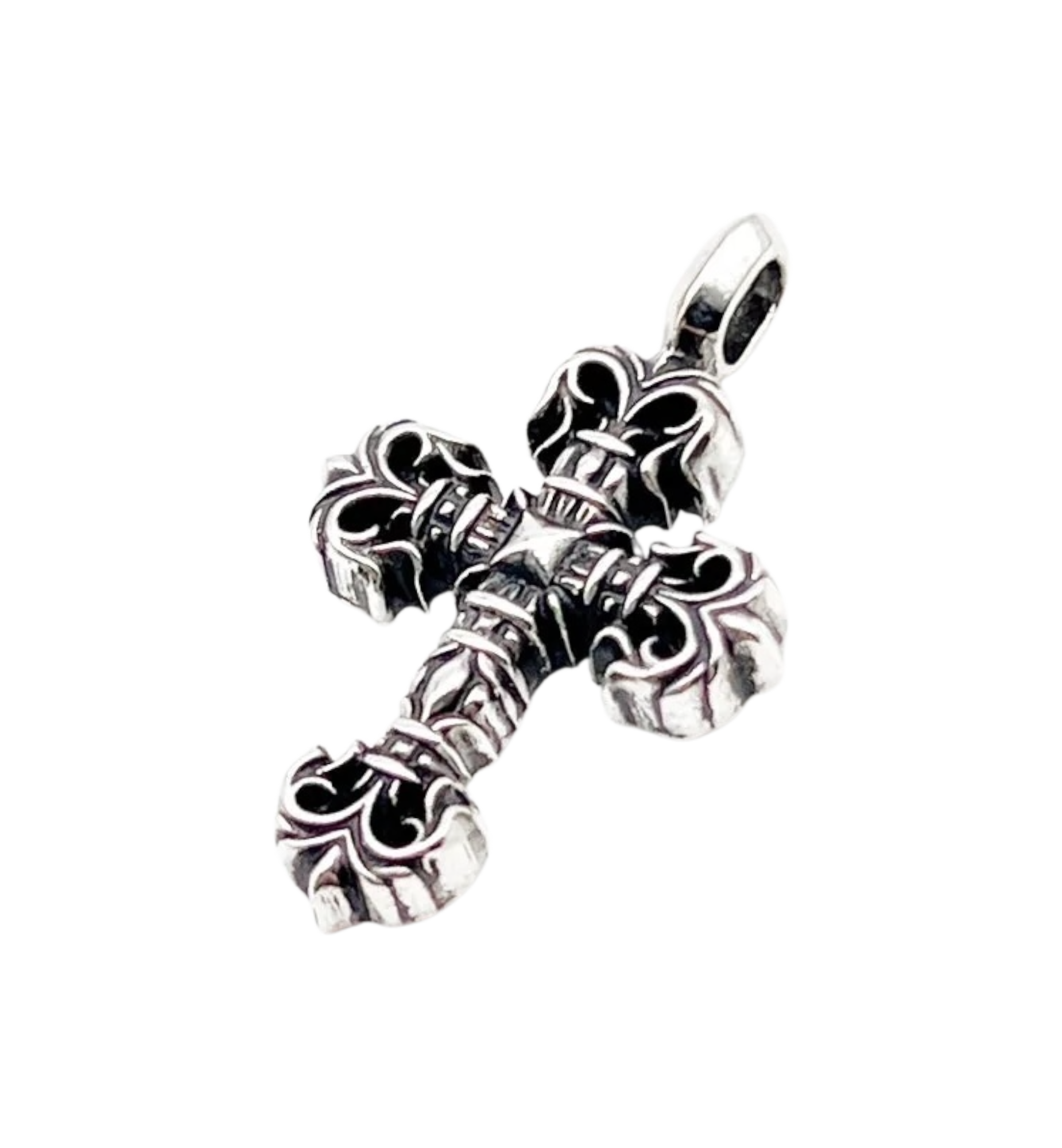 Chrome Hearts Tiny Filigree Cross Charm Pendant Ball Chain Necklace "Silver"