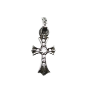 Chrome Hearts Babyfat Cross Diamond Pendant & Pin Clip Single Diamond Roll Chain Necklace "Silver"