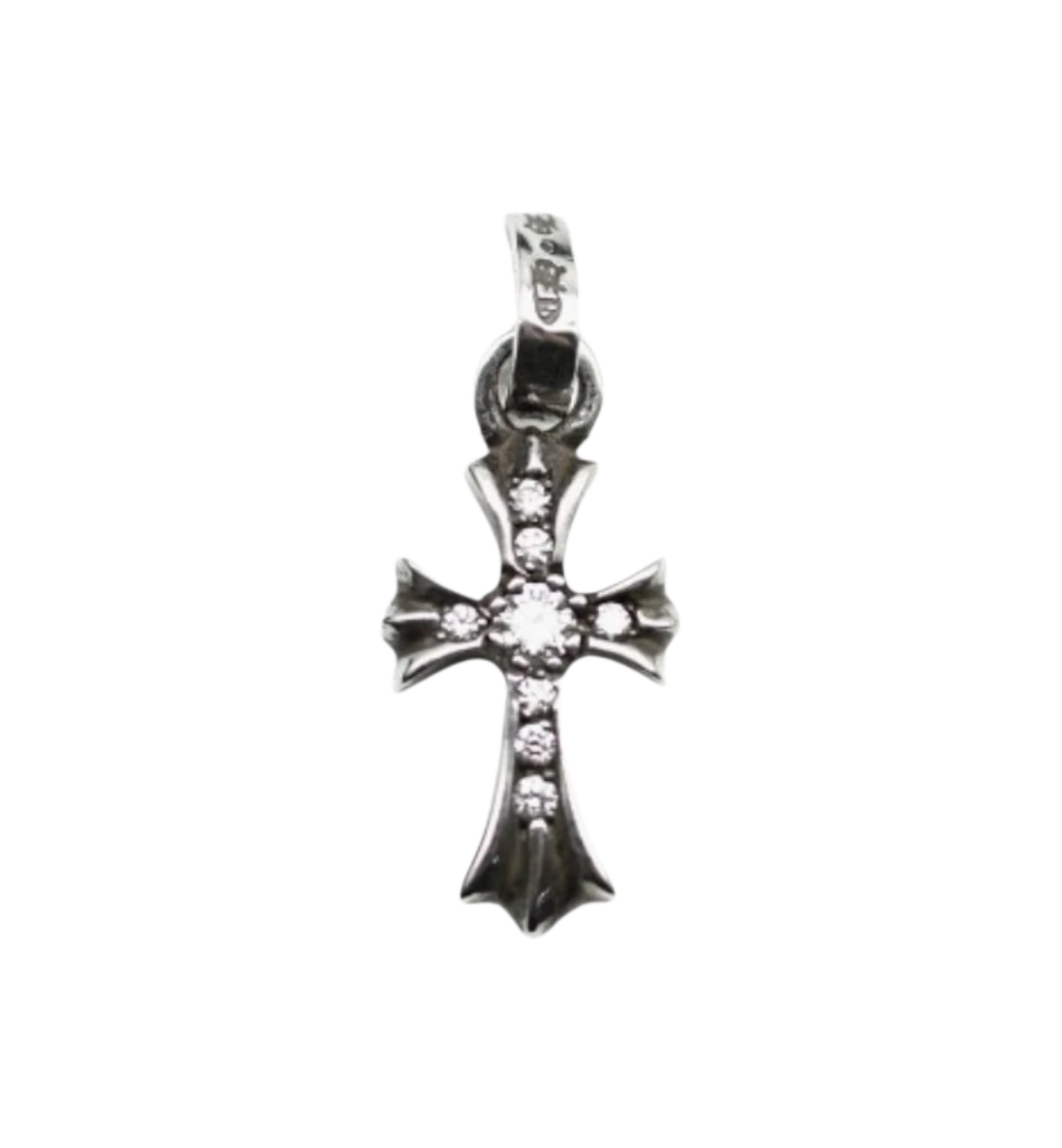 Chrome Hearts Babyfat Cross Diamond Pendant & Pin Clip Single Diamond Roll Chain Necklace "Silver"