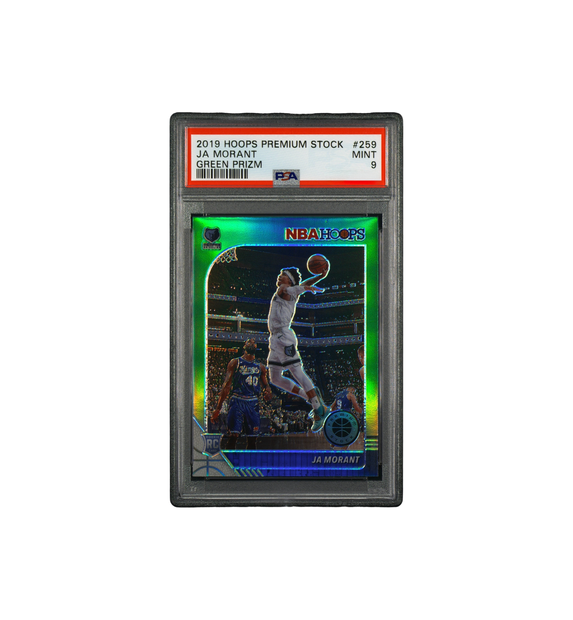 2019 Hoops Premium Stock Green Prizm (MINT 9) "Ja Morant"