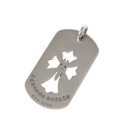 Chrome Hearts Cutout Cross Dagger Dog Tag Ball Chain Necklace "Silver"