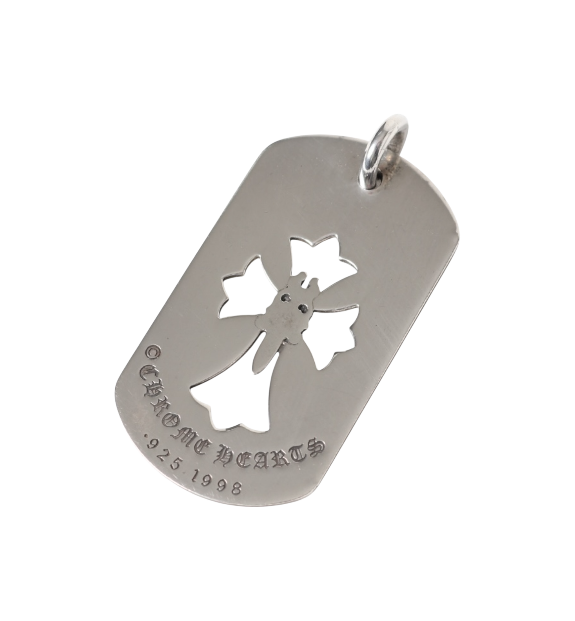 Chrome Hearts Cutout Cross Dagger Dog Tag Ball Chain Necklace "Silver"