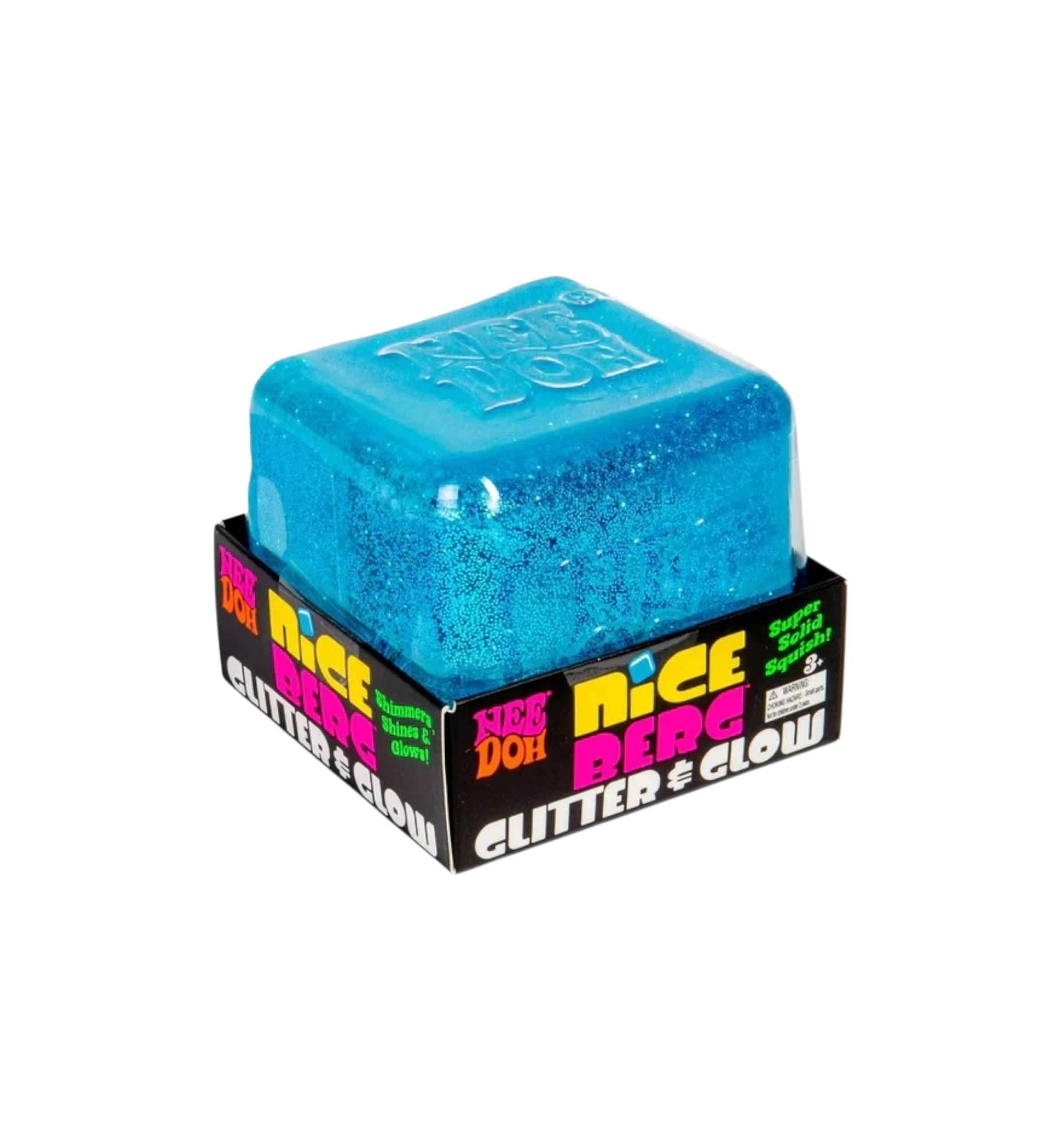 NeeDoh Nice Berg Glitter and Glow Squishy Fidget Toy "Blue"