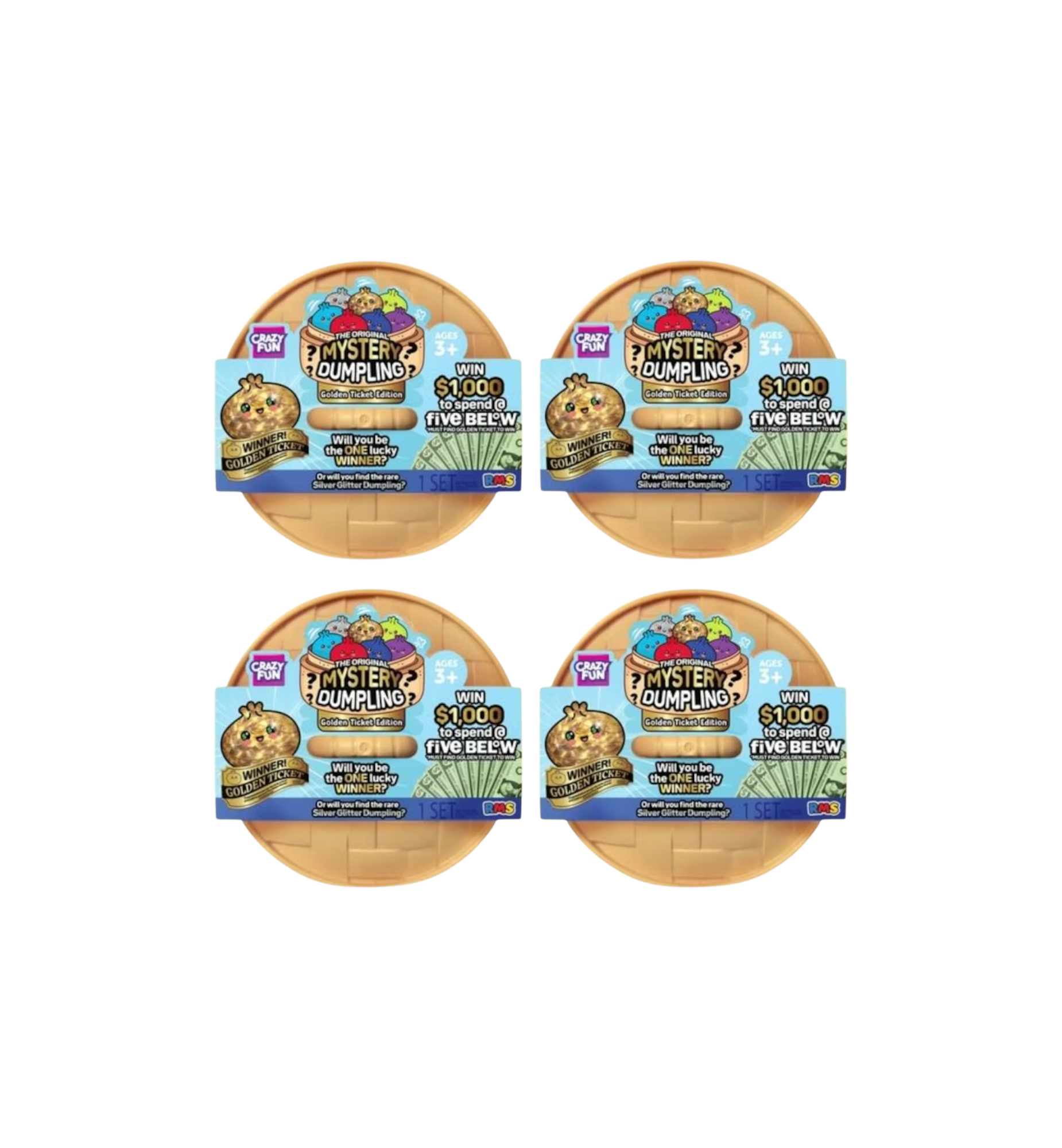 Squishy Bun The Original Mystery Dumpling (Golden Ticket Edition) (Five Below Exclusive) 4 Blind Boxes