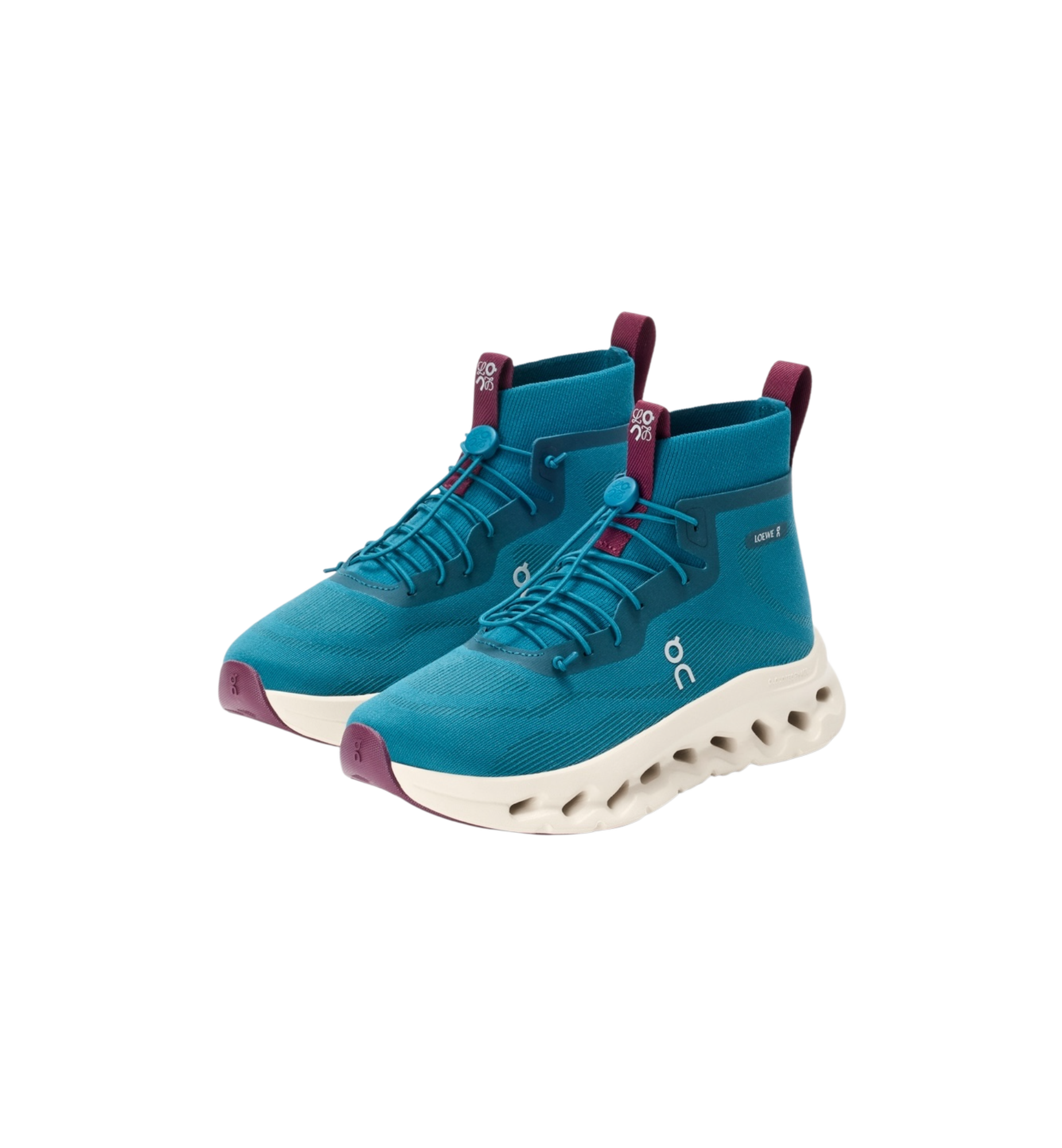 On Running Cloudtilt Hi "LOEWE Teal Oatmeal Burgundy"
