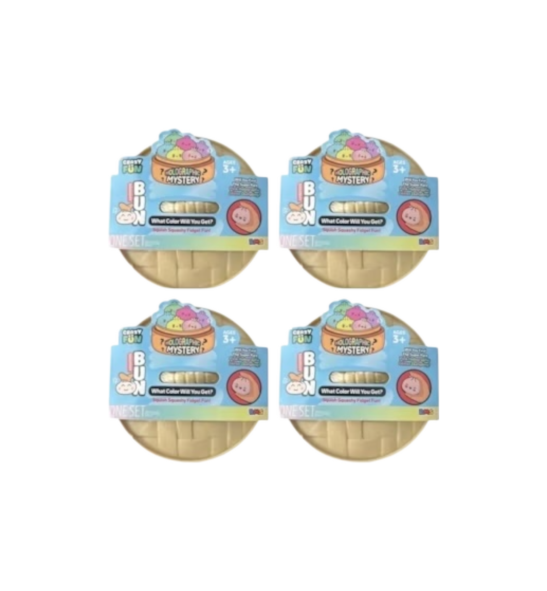 Squishy Bun Holographic Mystery Squishy "Dumpling" (Pink Holographic Glitter Chase Version) 4 Blind Boxes