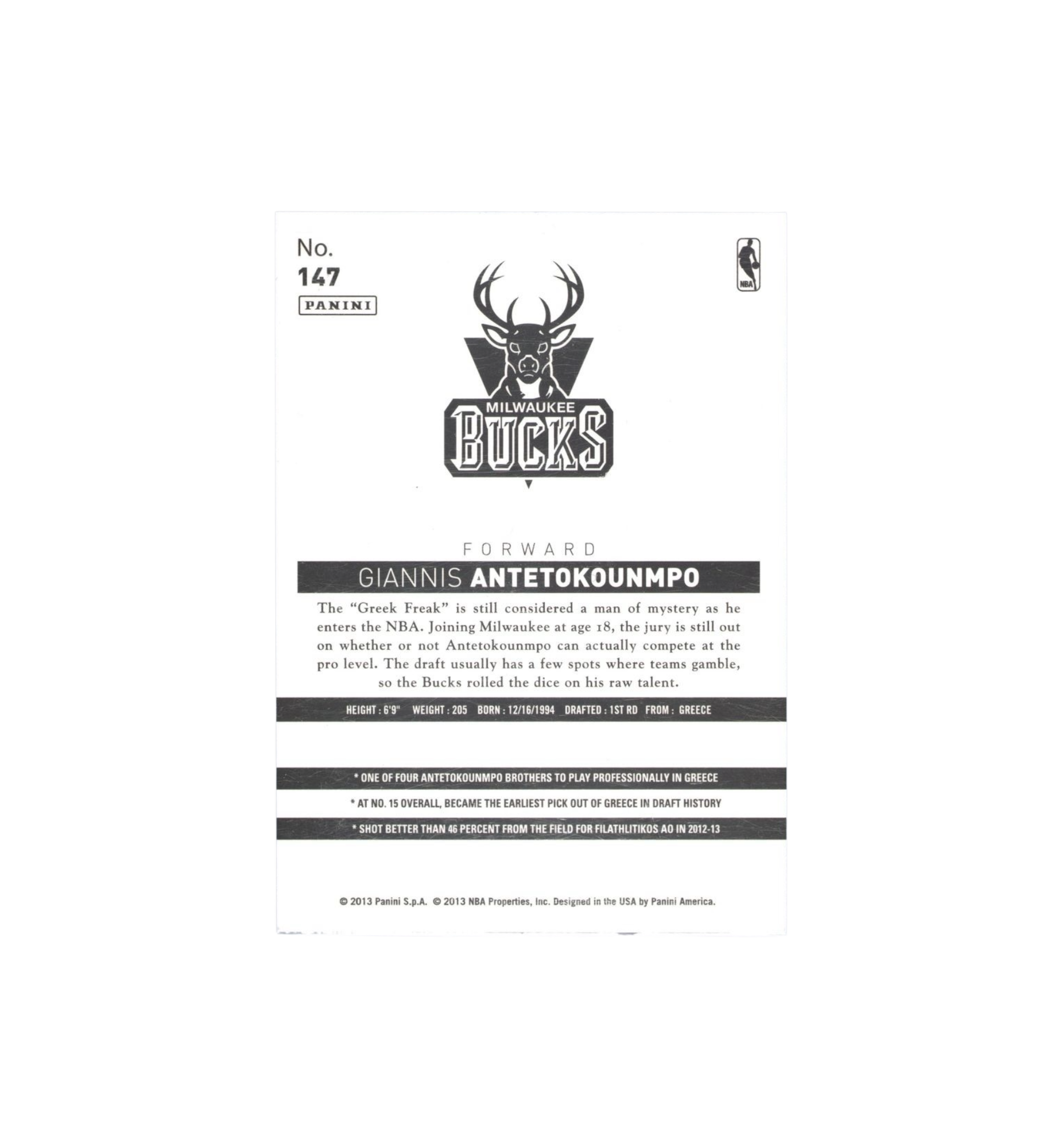 2013 Panini NBA China (RAW) "Giannis Antetokounmpo"