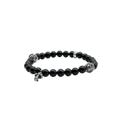 Chrome Hearts 6MM Cross Beaded Bracelet "Obsidian/Silver"