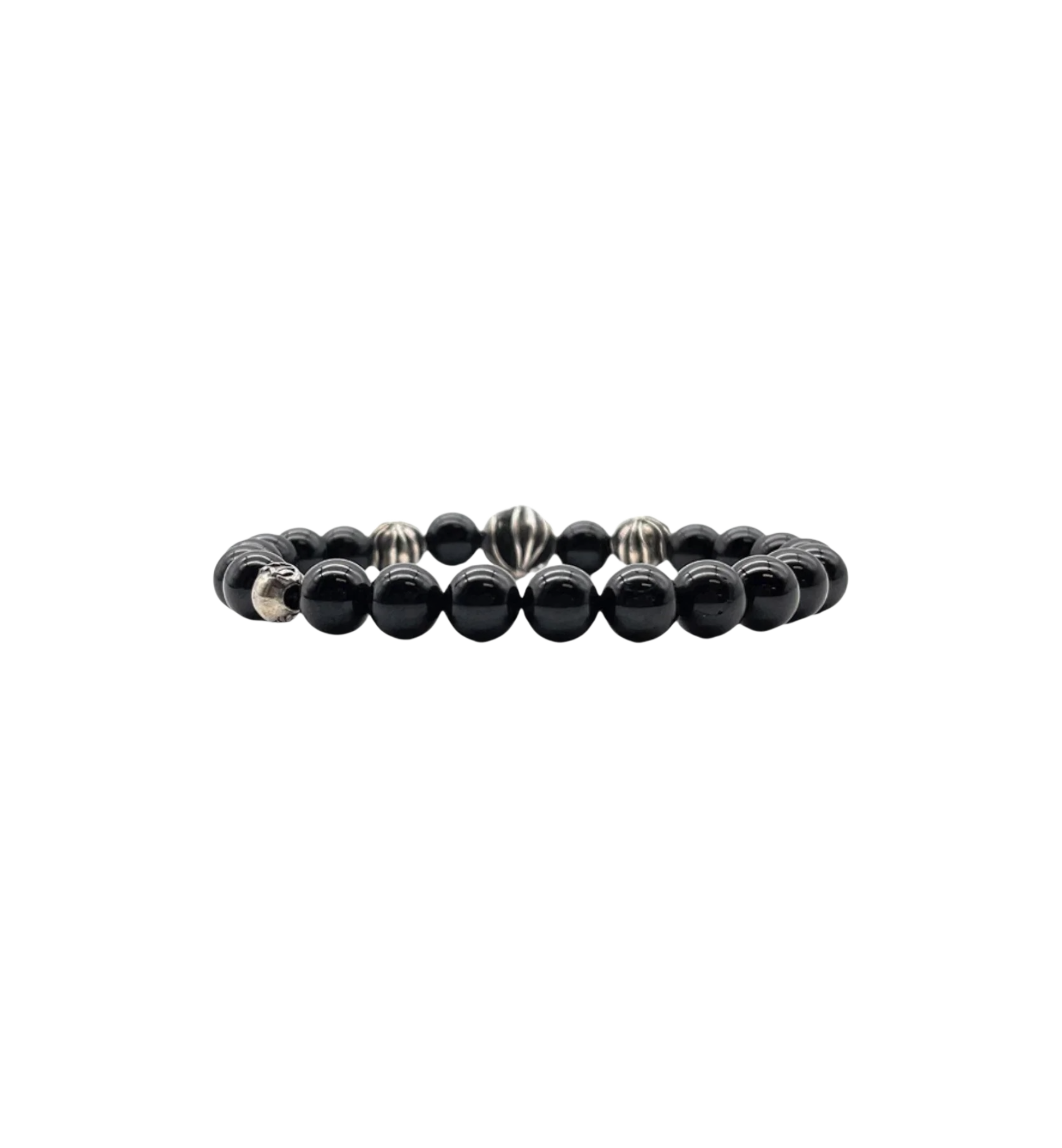 Chrome Hearts 8MM Beaded 4 Silver Bracelet "Black"