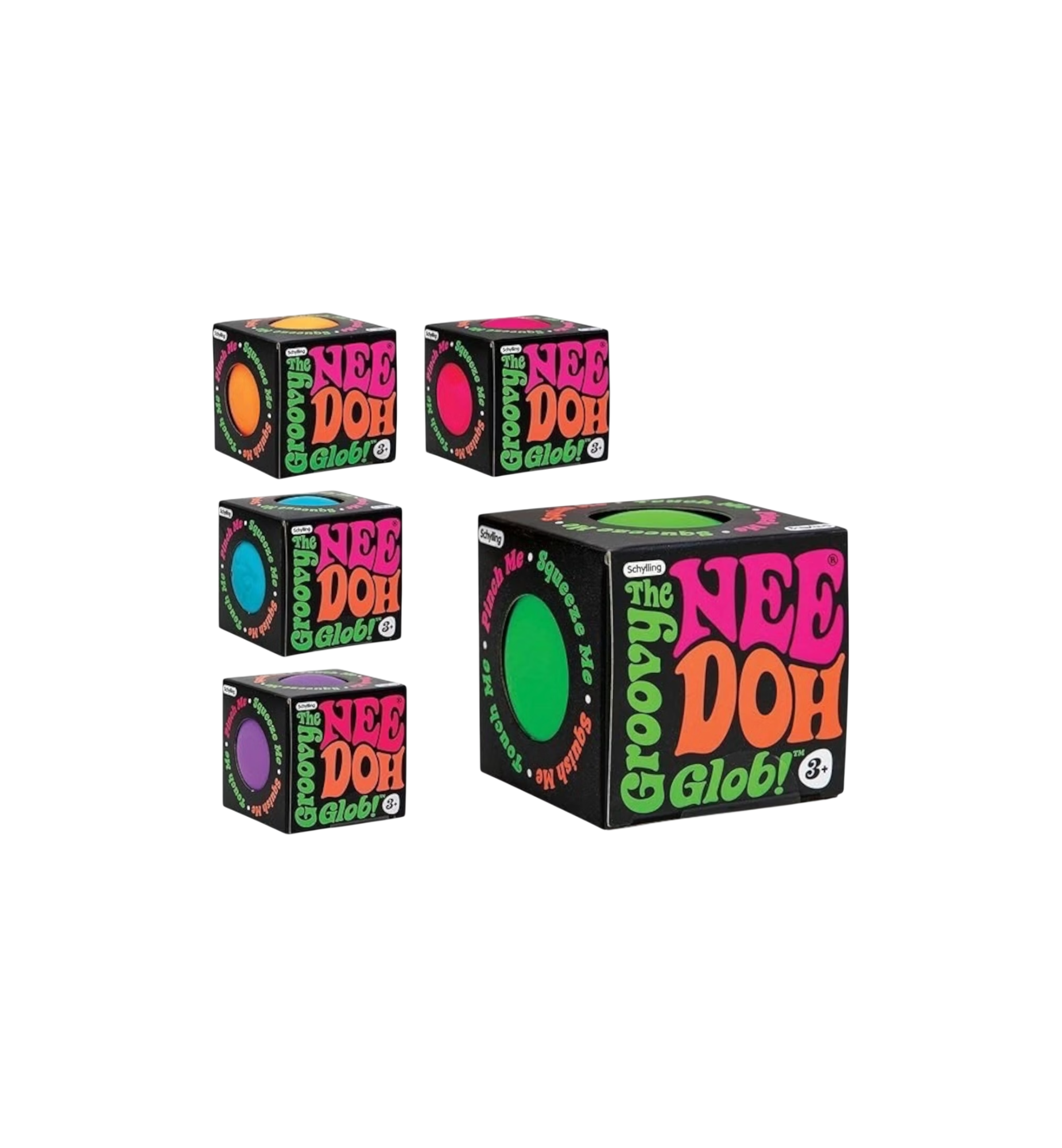 NeeDoh 5-Pack The Groovy Glob! Squishy Fidget Toy "Pink/Orange/Purple/Green/Blue"