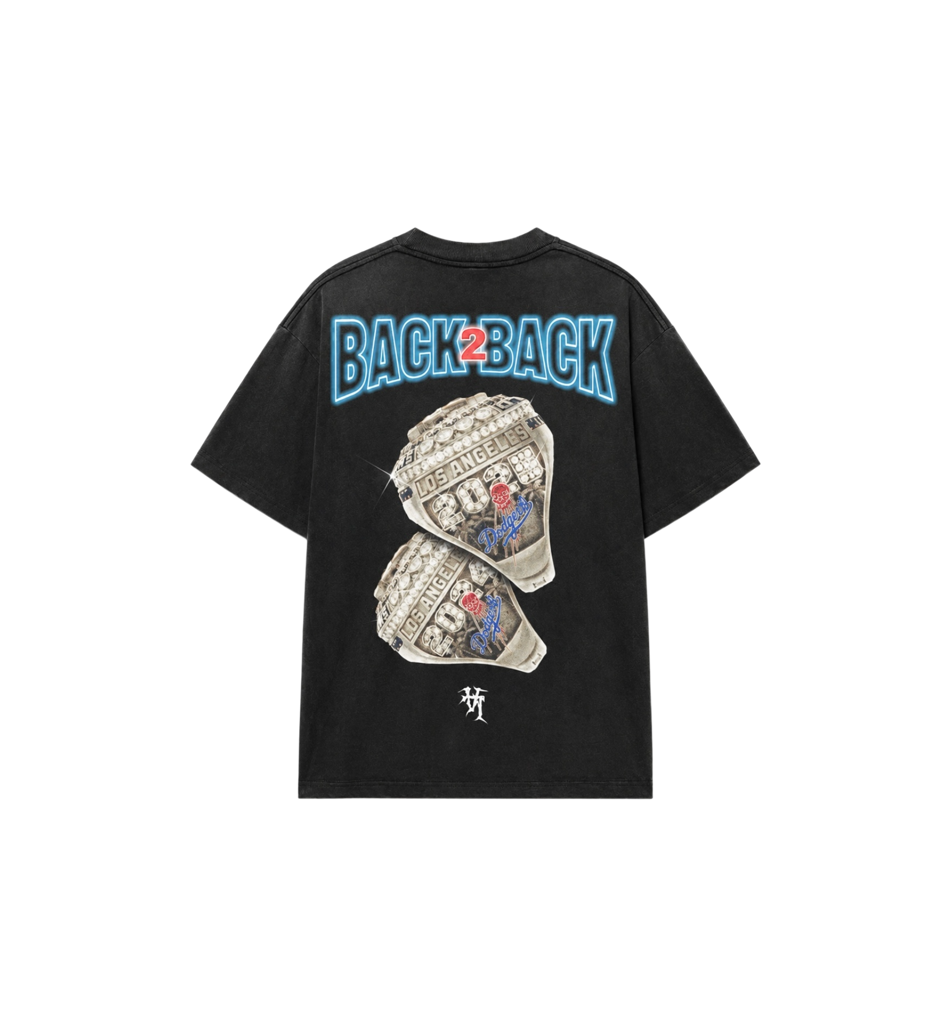 Kill The Hype LA 2025 World Series Champions Back 2 Back Rings Tee "Washed Black"