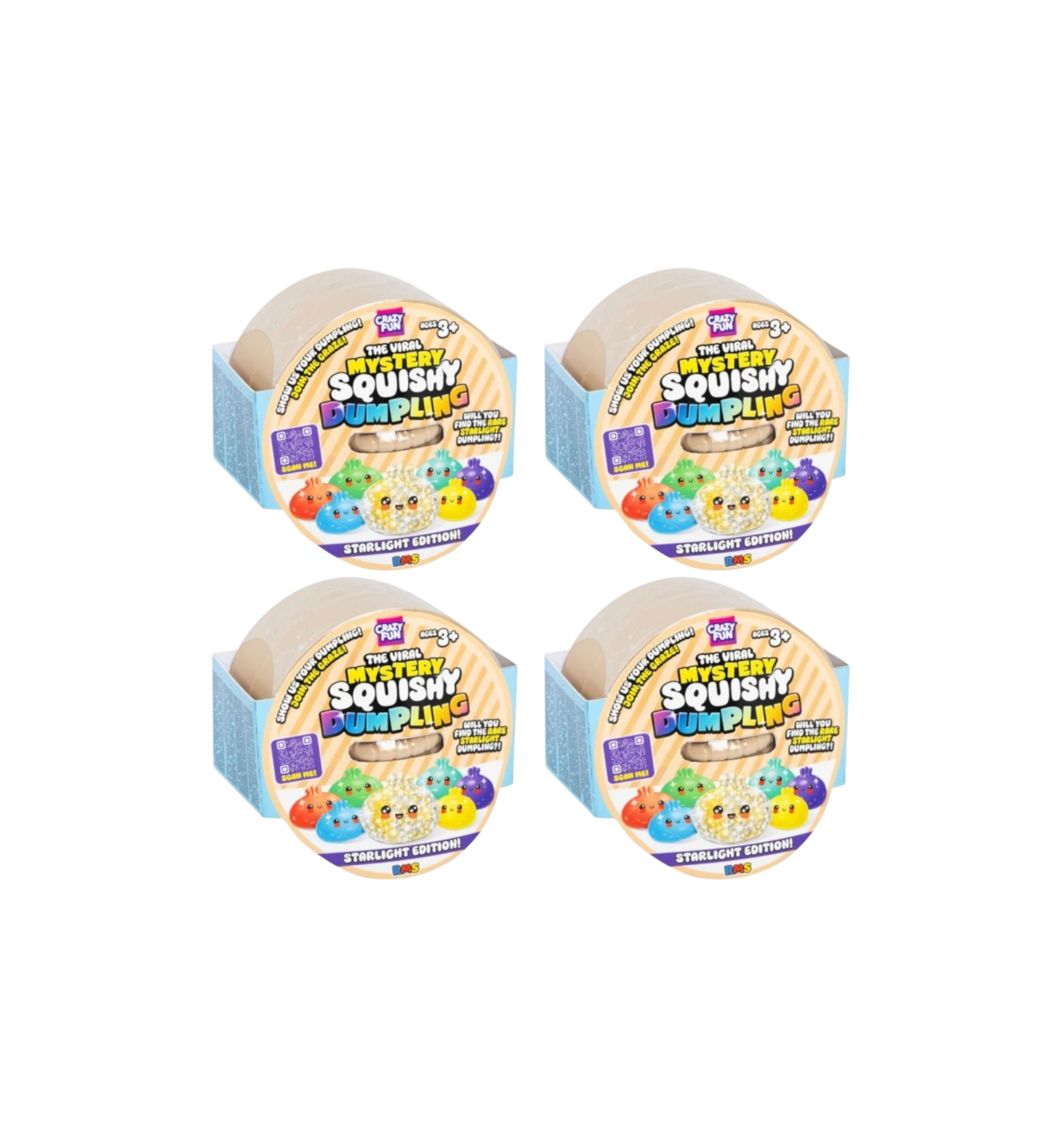 Squishy Bun Rainbow Mystery Squishy "Dumpling" (Shimmering Starlight Chase Version) 4 Blind Boxes