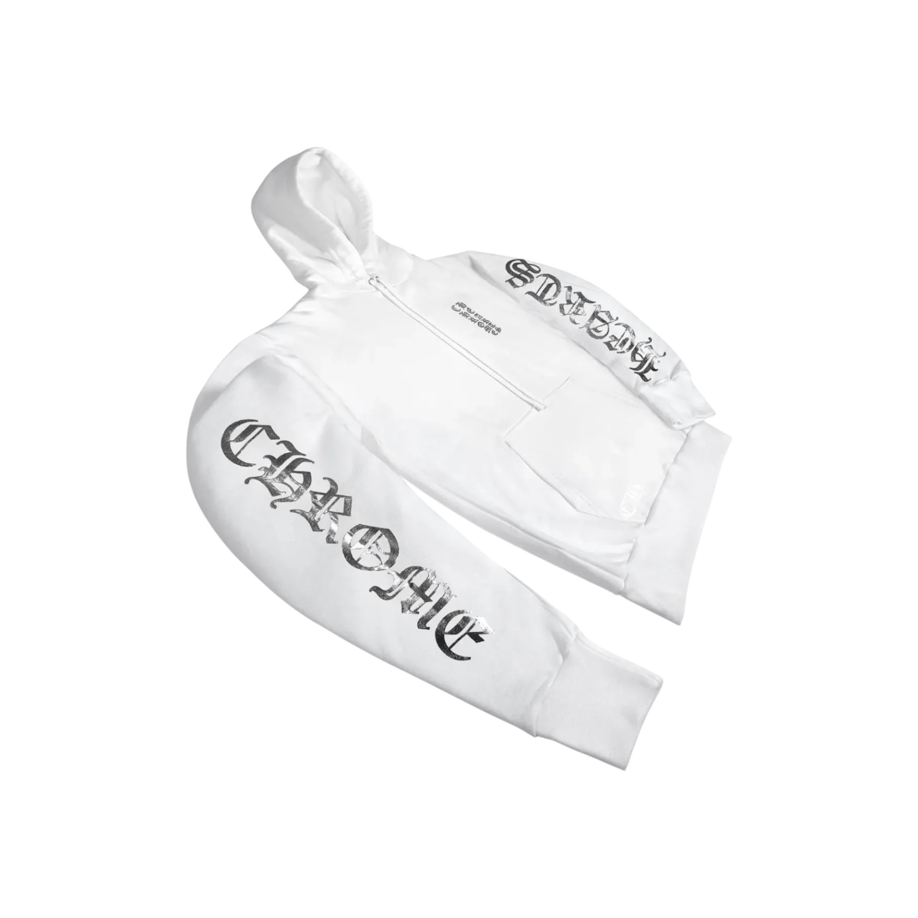 Chrome Hearts Foil Vertical Logo Hoodie White at Stashed UAE