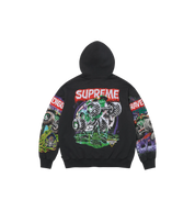 Supreme Grave Digger Bones Zip Up Hooded Sweatshirt "Black"