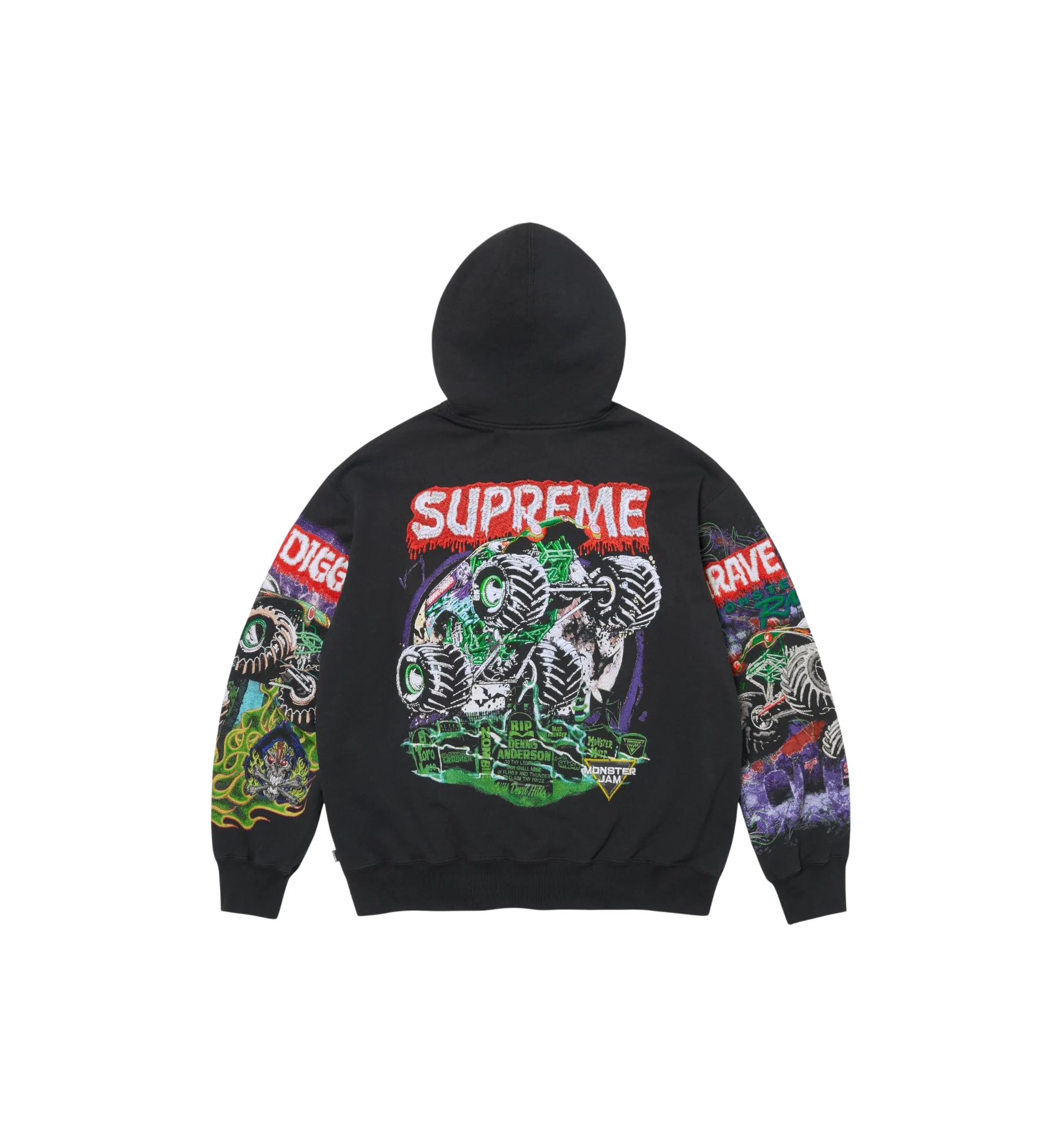 Supreme Grave Digger Bones Zip Up Hooded Sweatshirt "Black"