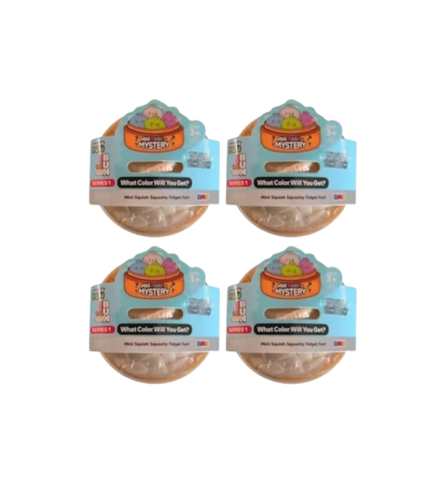 RMS Squishy Bun Mini Squishy Mystery Squishy Series 1 "Dumpling" (Silver Holographic Glitter Chase Version) 4 Blind Boxes