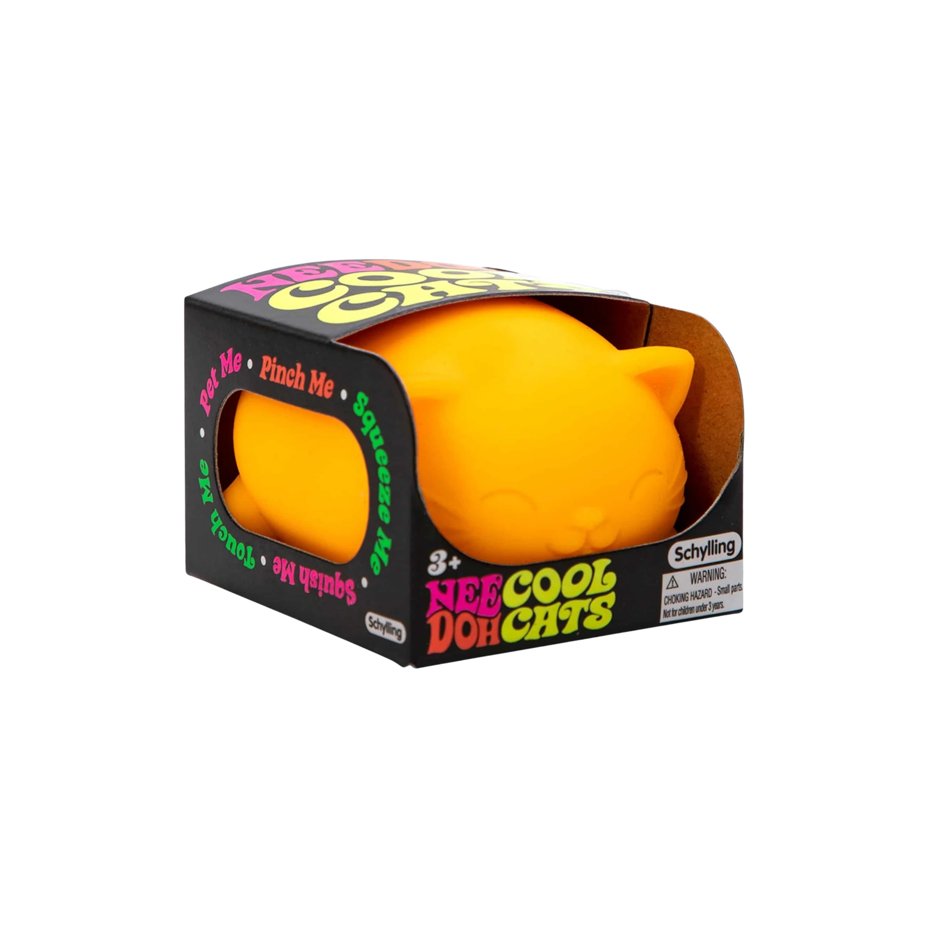 NeeDoh Cool Cat Squishy Fidget Toy Orange packaging detail at Stashed UAE