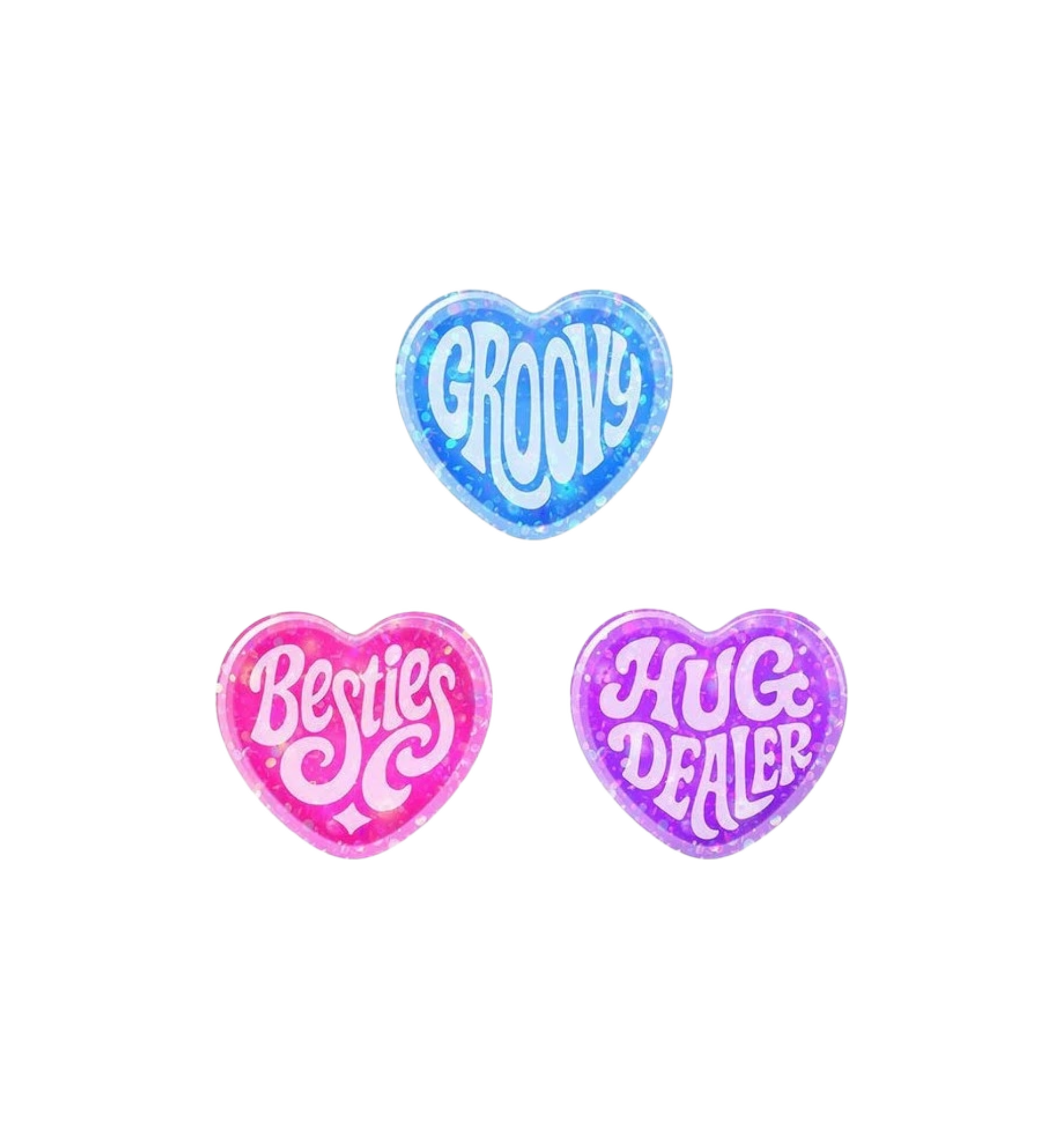 NeeDoh Teenie Sparkle Squeeze Hearts 3-Pack Sensory Toy "Pink/Blue/Purple"