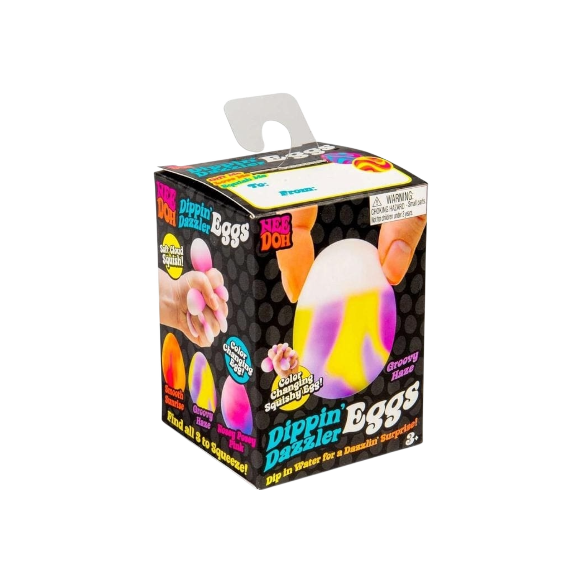 NeeDoh Dippin Dazzer Egg Squishy Fidget Toy Groovy Haze packaging detail at Stashed UAE