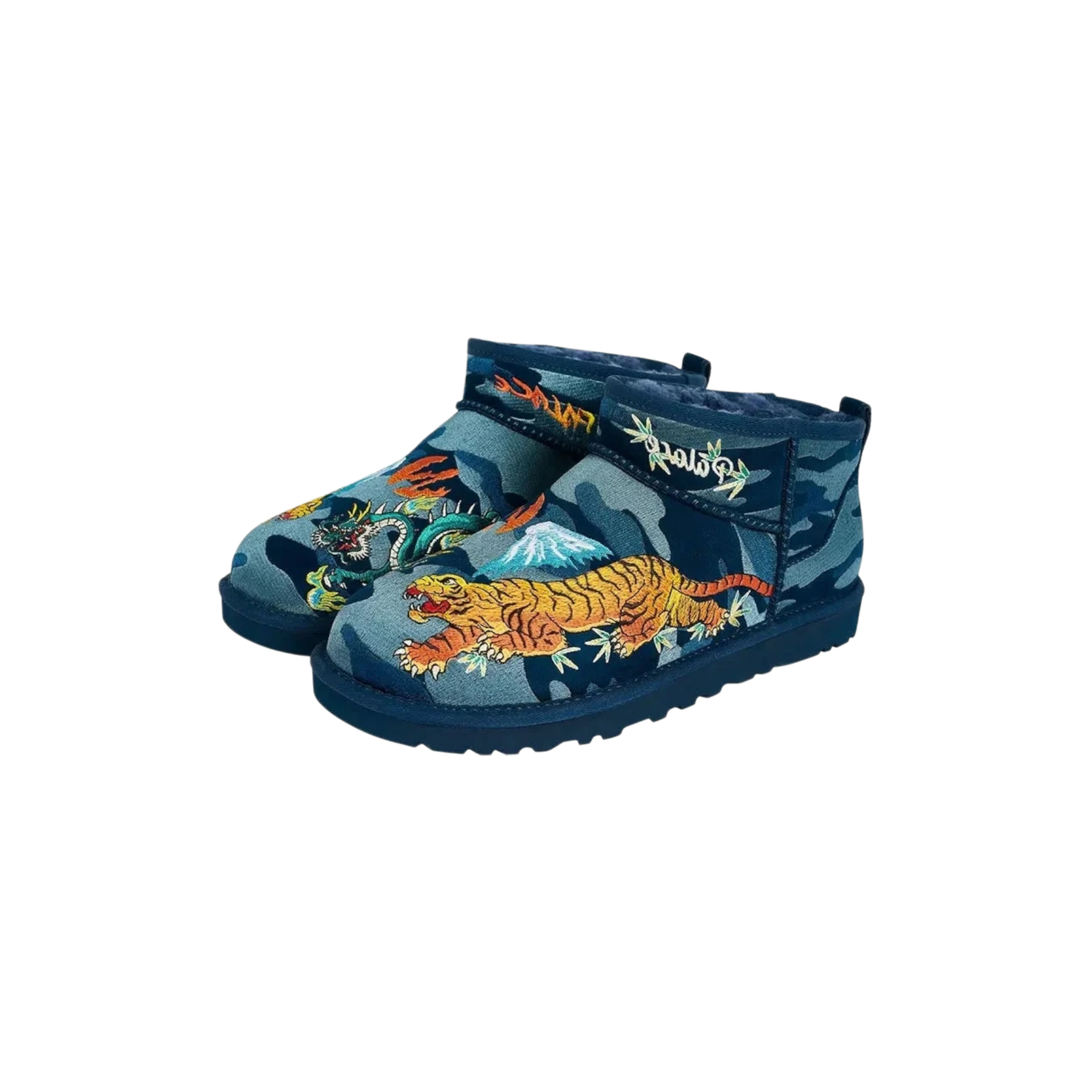 UGG Classic Ultra Mini Boot Palace Navy Camo pair at Stashed UAE