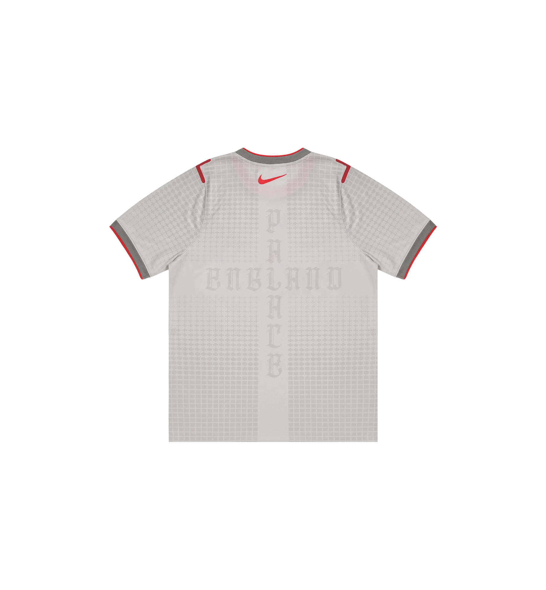Palace x Nike England Dri-FIT Academy Pro Short Sleeve Football Top Pewter Grey/Bright Crimson back view at Stashed UAE