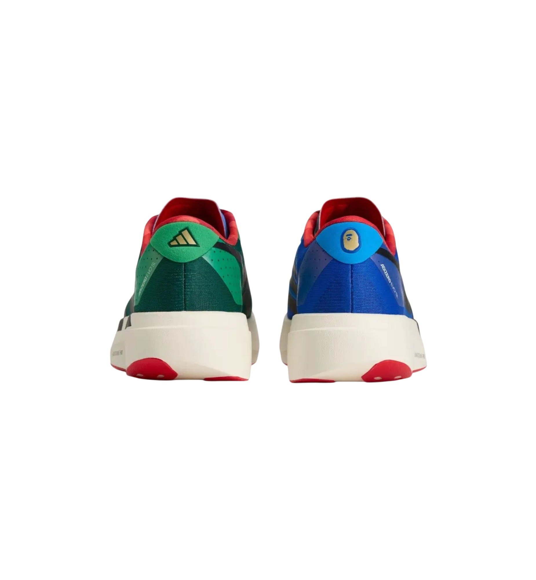 Adidas Adizero Evo SL Bape Green Multi heel view at Stashed UAE