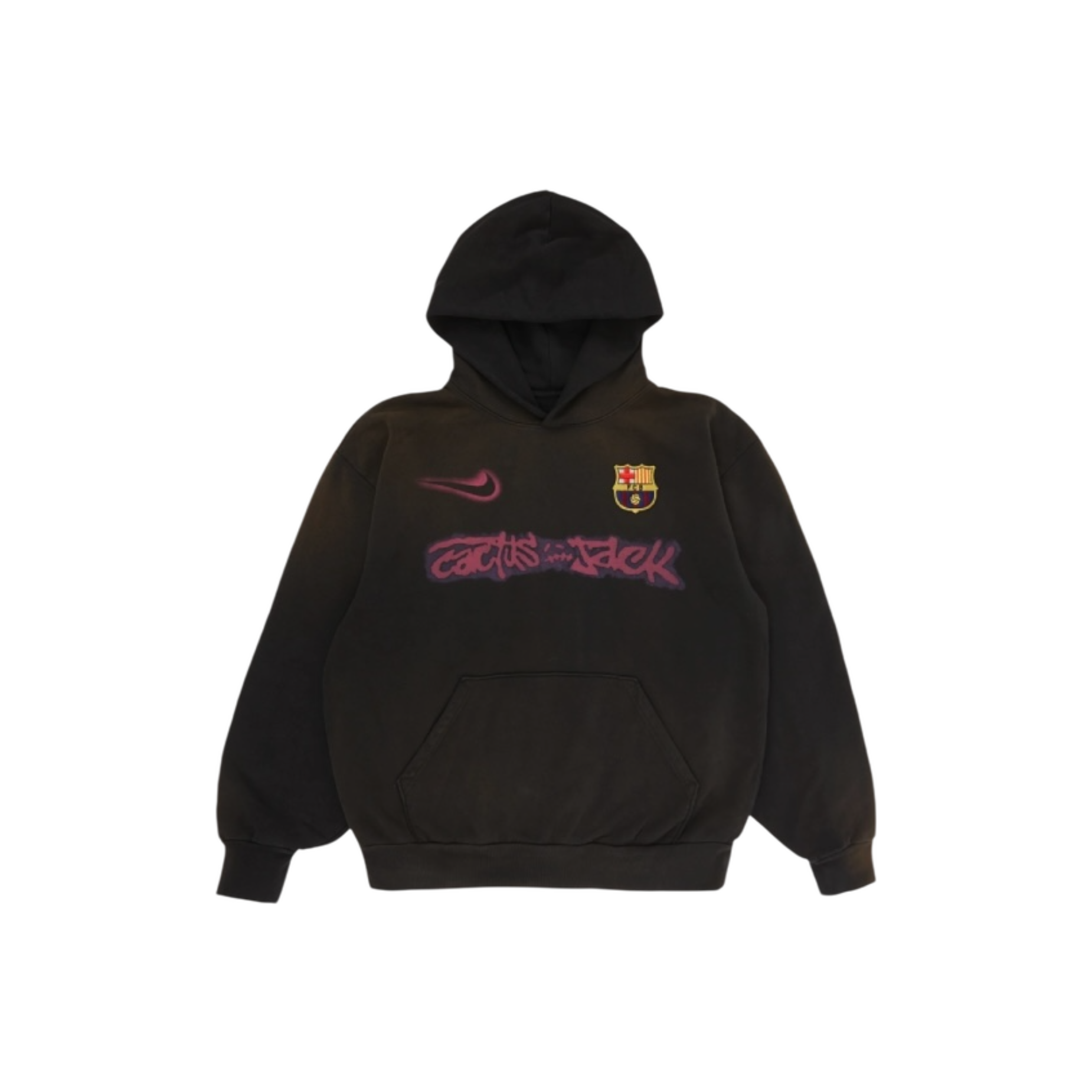 Travis Scott x Nike x FC Barcelona Spray Logo Hoodie Black at Stashed UAE
