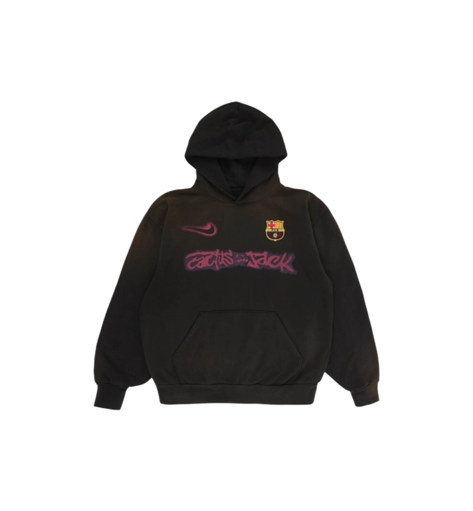 Travis Scott x Nike x FC Barcelona Spray Logo Hoodie Black at Stashed UAE