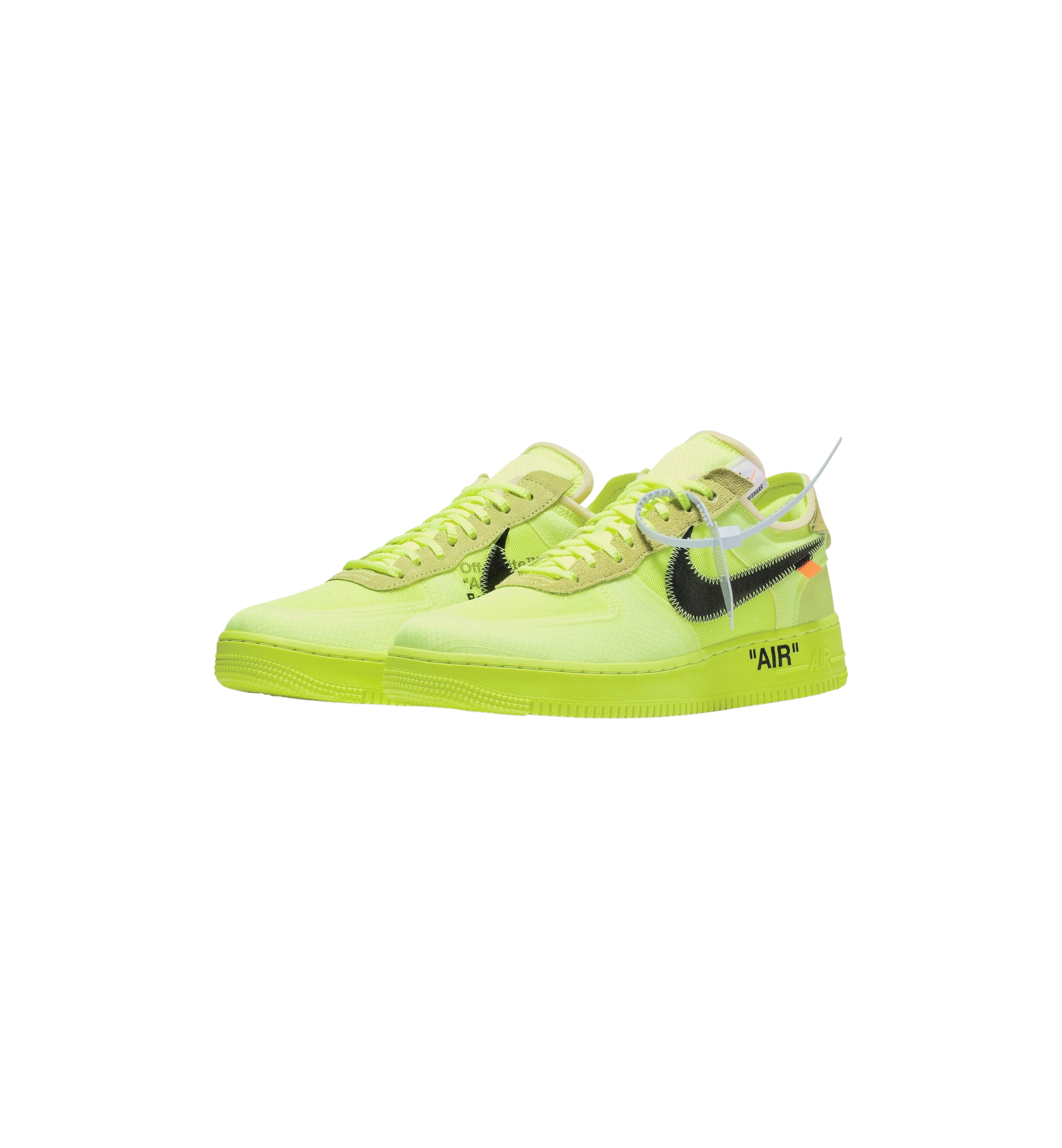 Nike Air Force 1 Low Off-White Volt pair at Stashed UAE