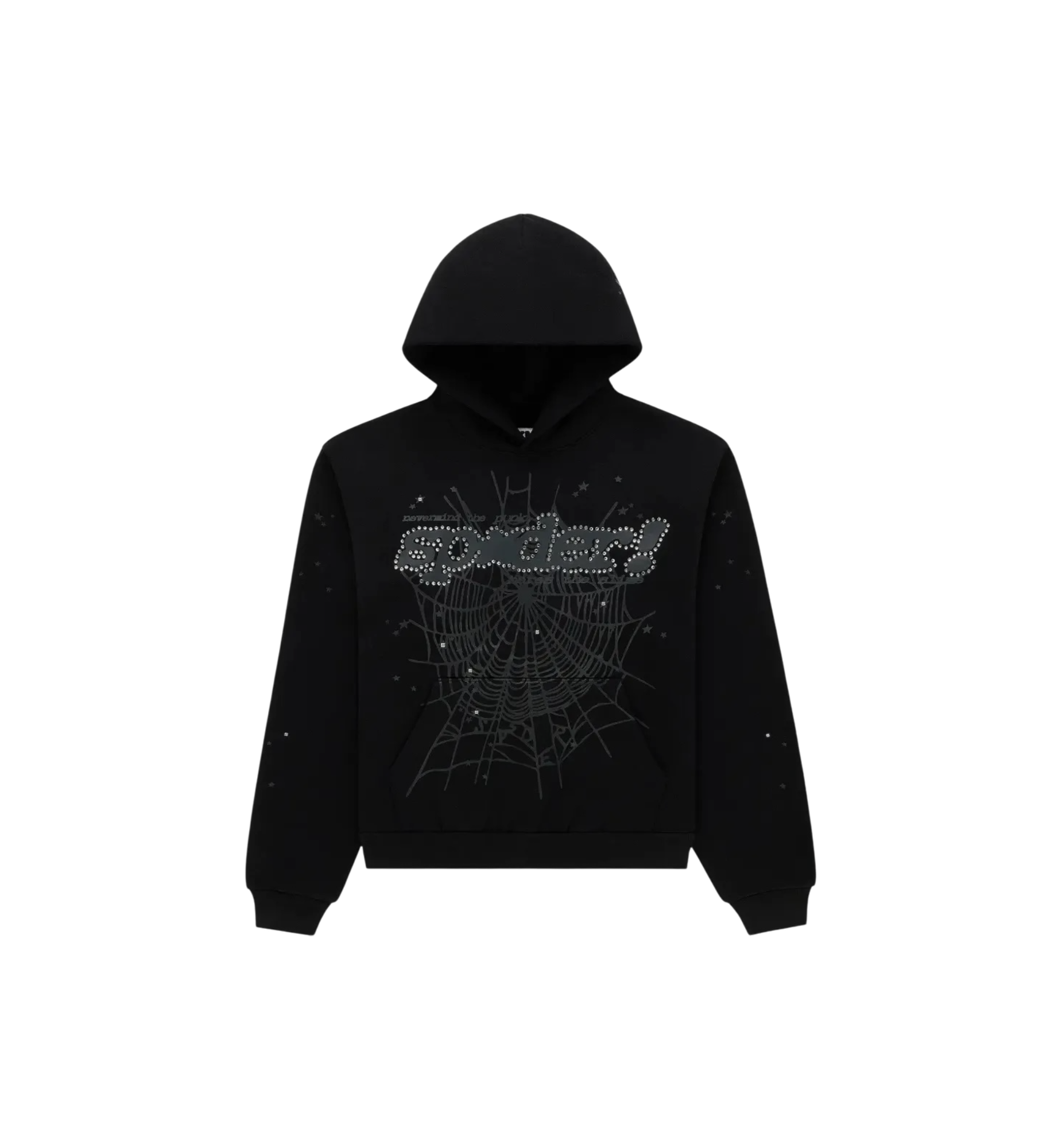 SP5DER Rhinestone Punk V2 Hoodie Black at Stashed UAE