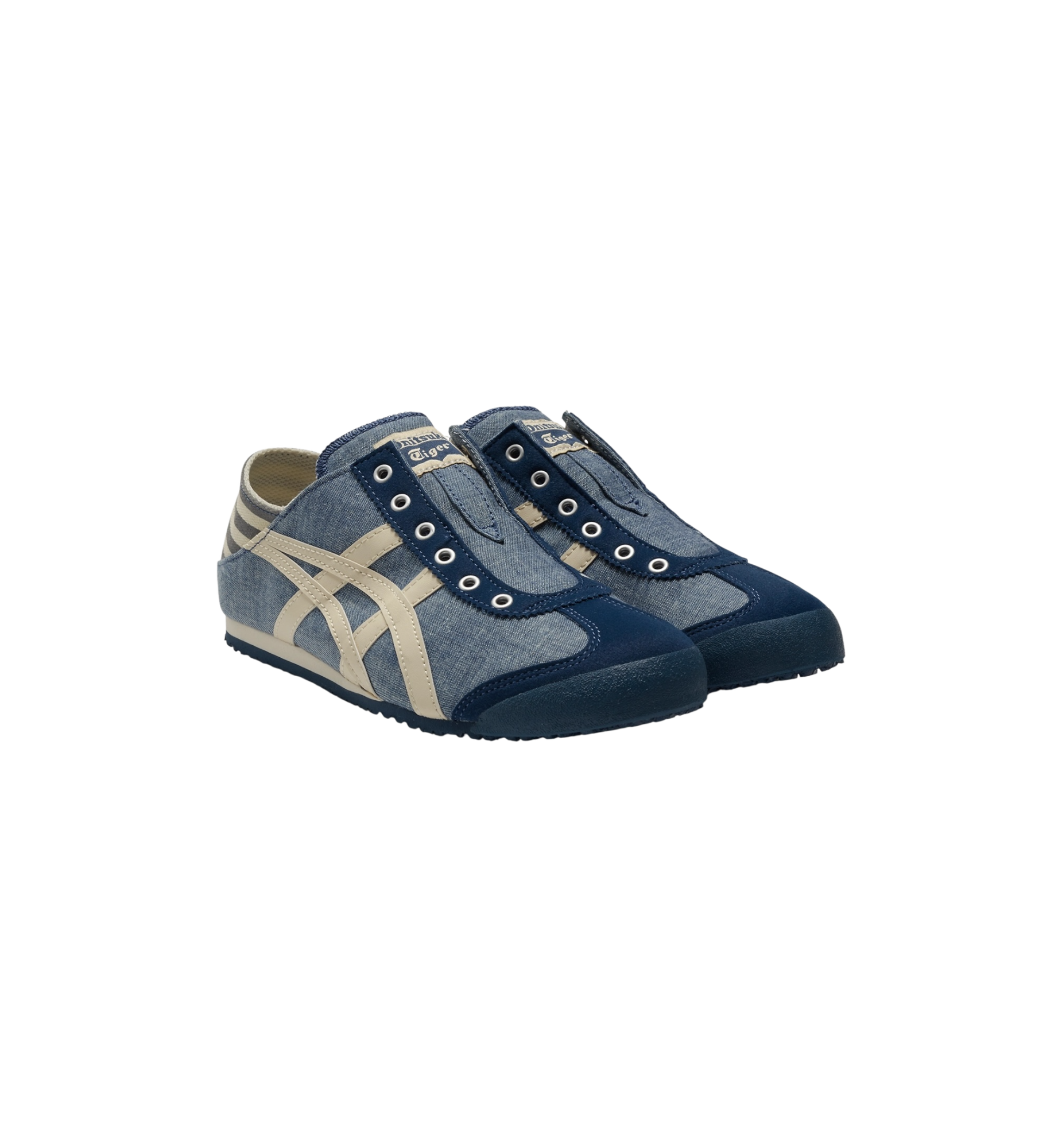 Onitsuka Tiger Mexico 66 Paraty Blue Chambray Natural pair at Stashed UAE
