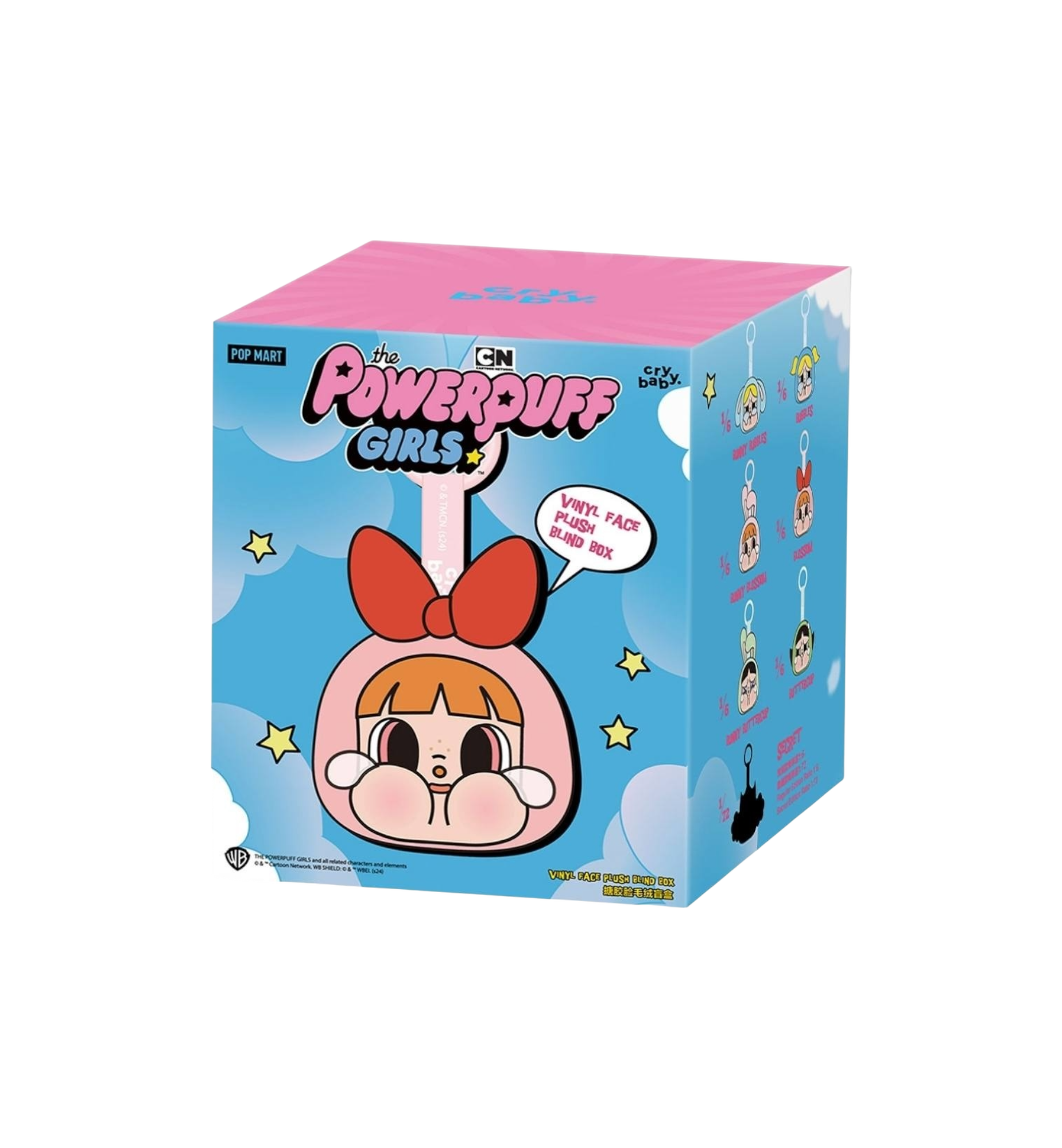 Pop Mart CRYBABY x Powerpuff Girls Series Vinyl Face Plush Morbucks Secret Edition packaging detail at Stashed UAE