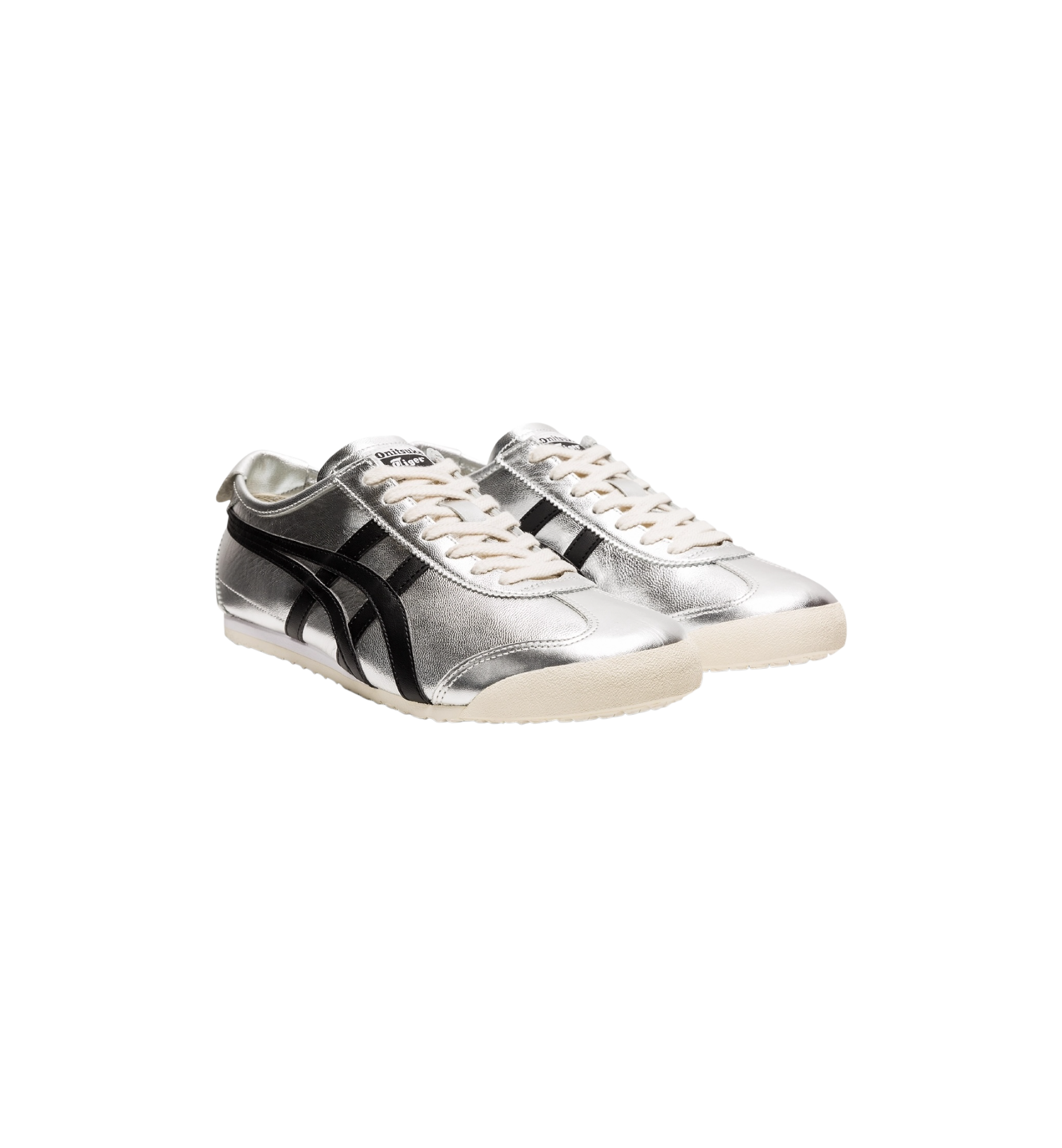 Onitsuka Tiger Mexico 66 Pure Silver Black pair at Stashed UAE