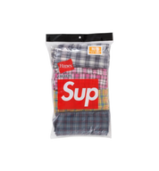 Supreme Hanes Plaid Boxers Multicolor 4 Pack packaging detail at Stashed UAE