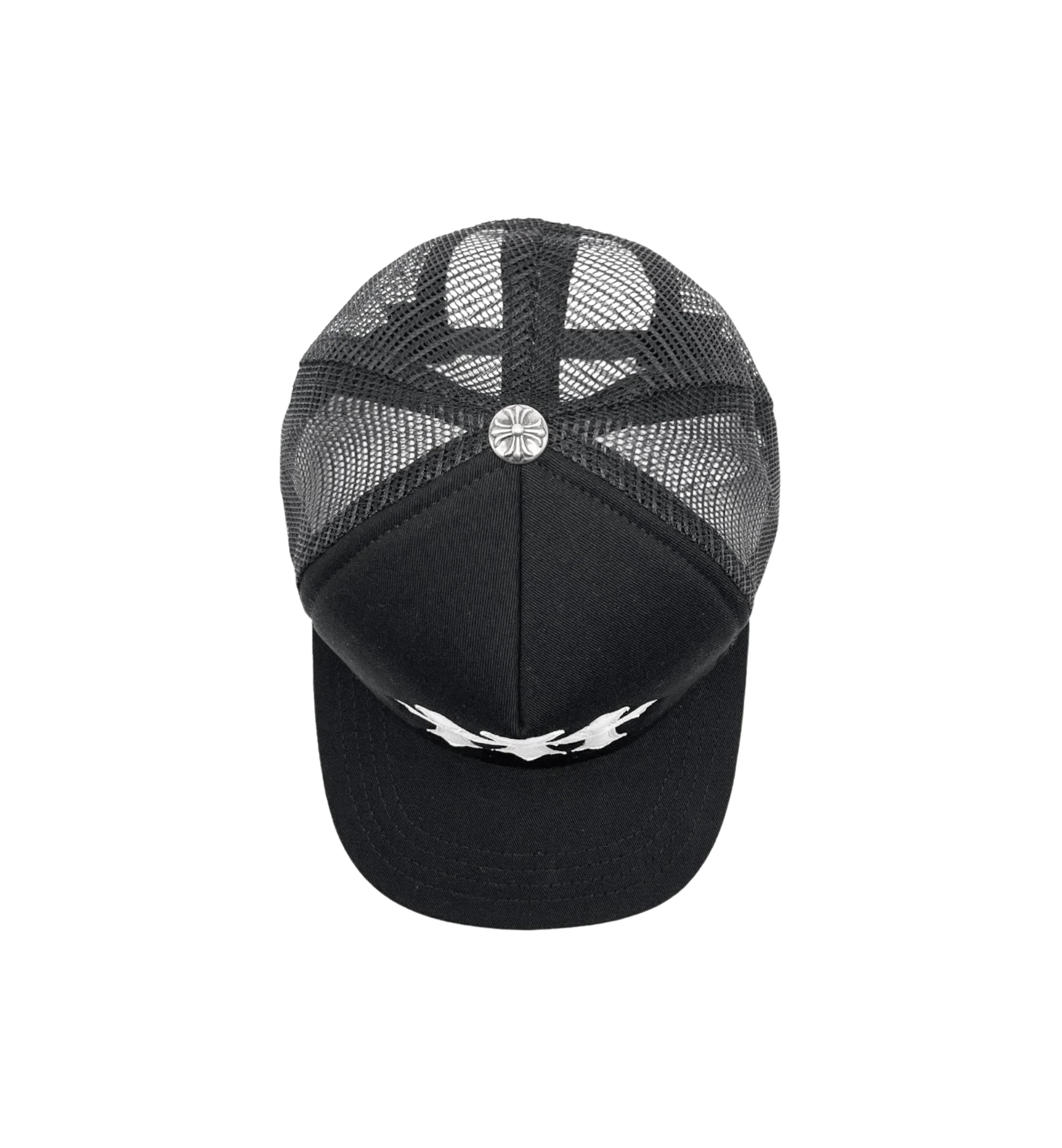 Chrome Hearts White Cemetery Cross CH Trucker Hat "Black"