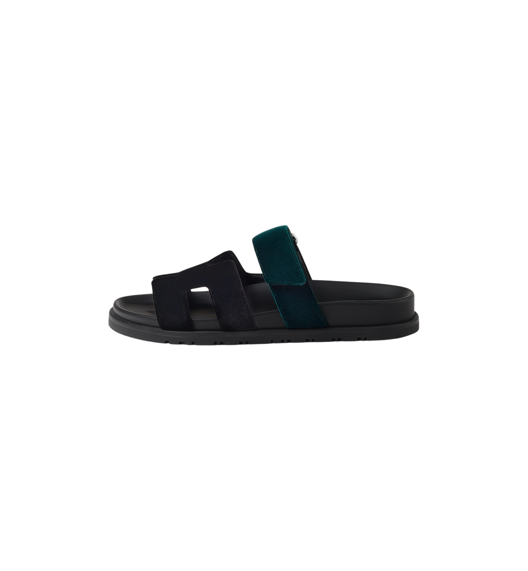 Hermes Chypre Sandal "Noir/Vert Mousse"