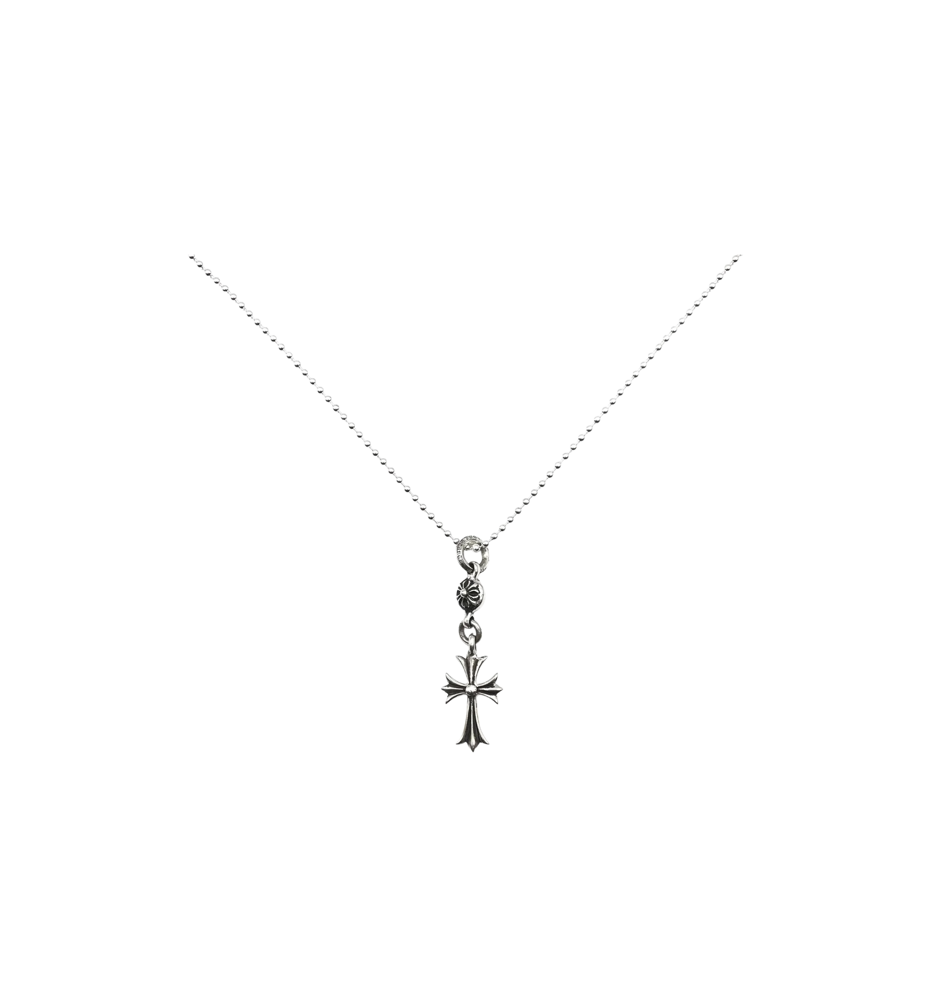Chrome Hearts 1 Ball Tiny Cross Pendant Ball Chain Necklace "Silver"