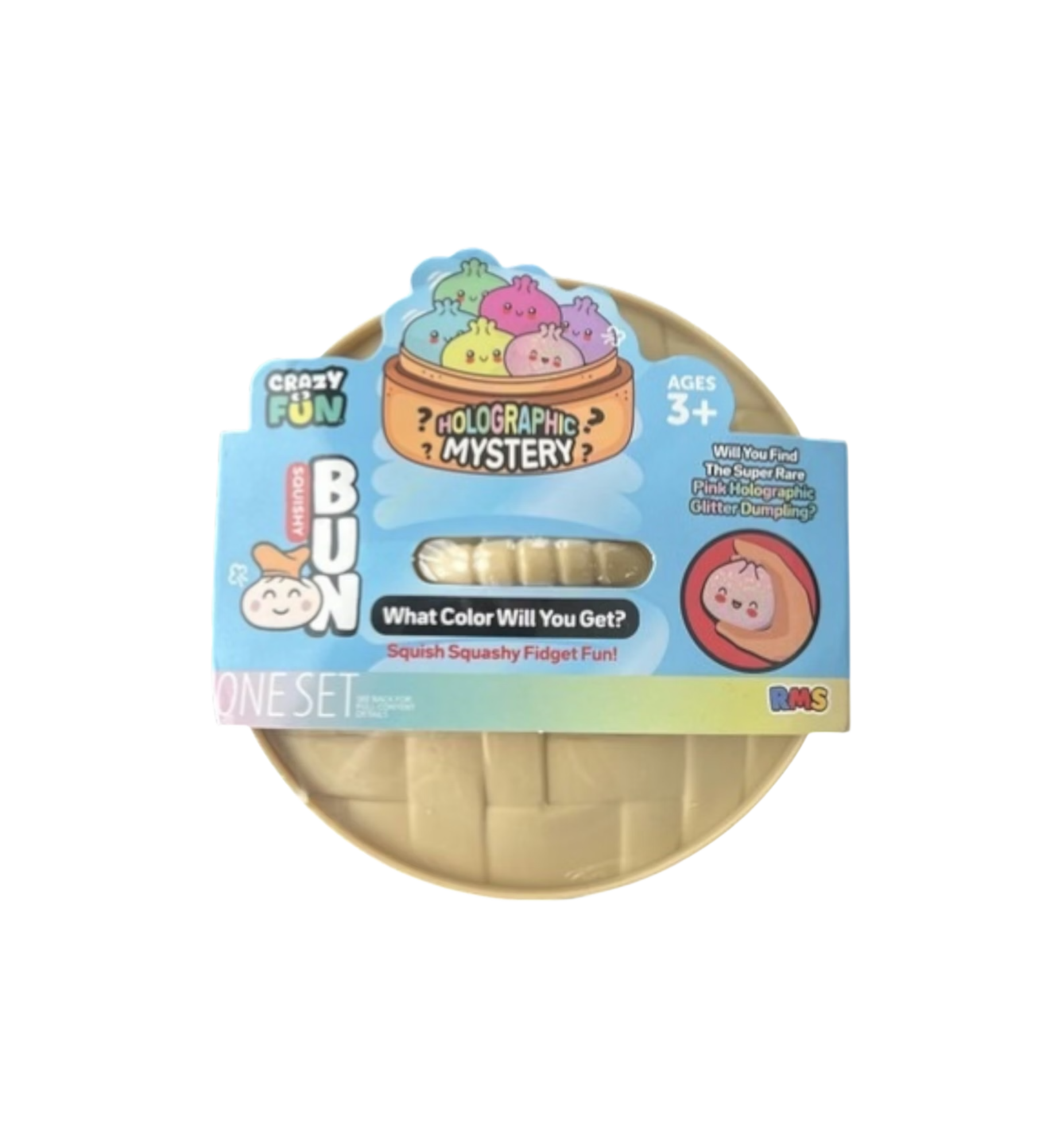 Squishy Bun Holographic Mystery Squishy "Dumpling" (Pink Holographic Glitter Chase Version) Blind Box