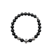 Chrome Hearts 8MM Beaded 4 Silver Bracelet "Black"