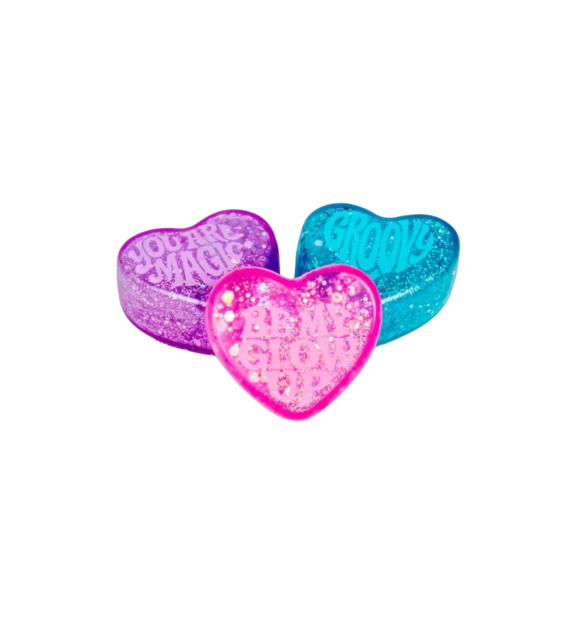NeeDoh Teenie Sparkle Squeeze Hearts 3-Pack Sensory Toy "Pink/Blue/Purple"